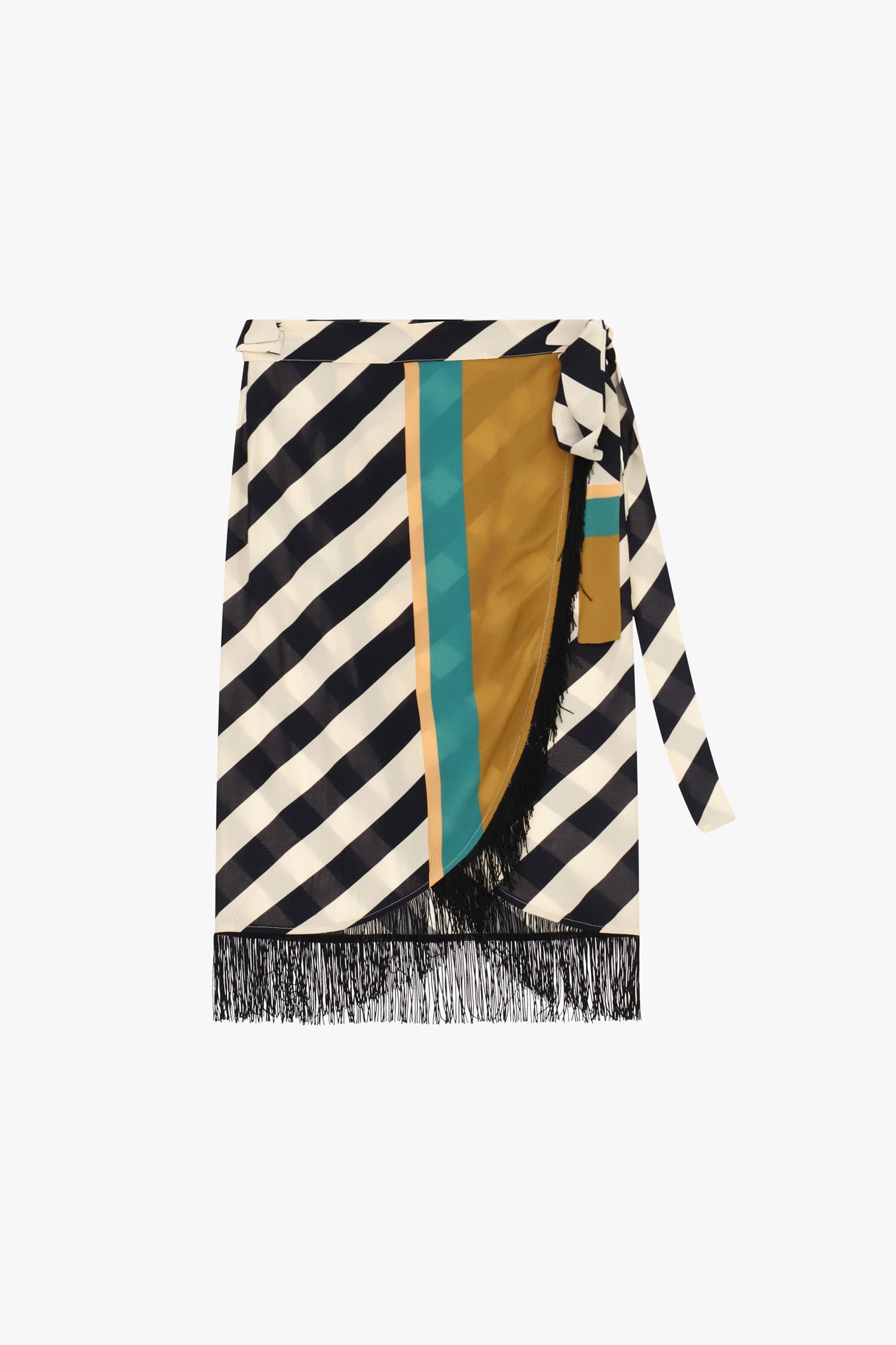 Jupe portefeuille avec franges et motifs géométriques Dixie