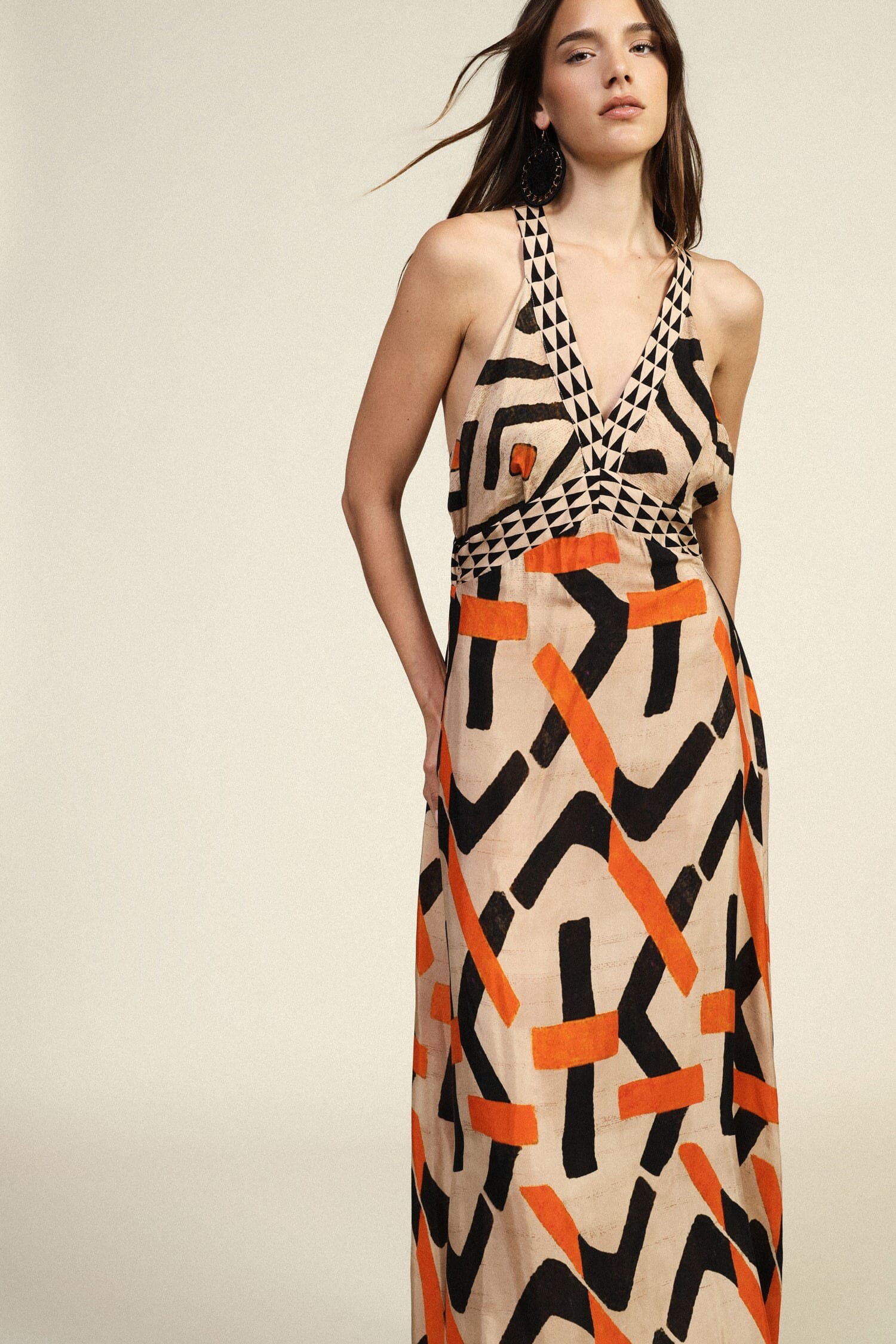 Robe longue à motif géométrique Dixie