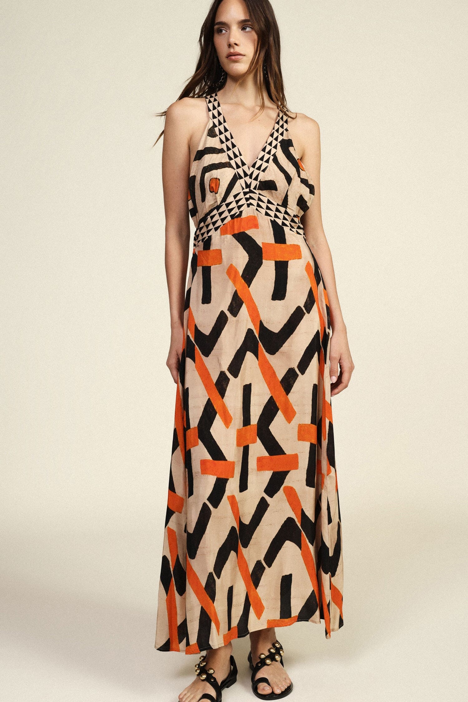 Robe longue à motif géométrique Dixie