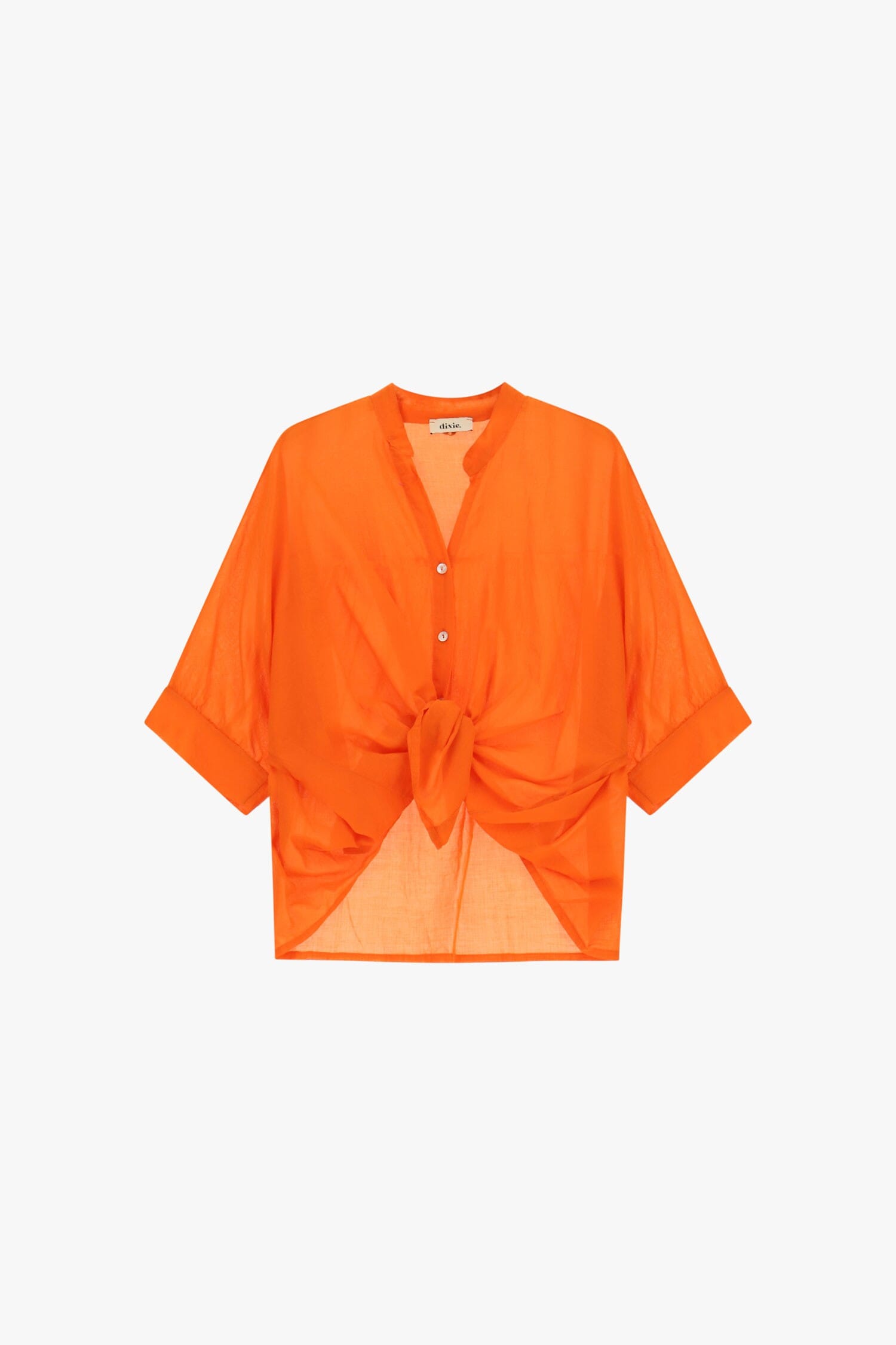 Chemise croisée avec nœud sur le devant et manches retroussées Dixie