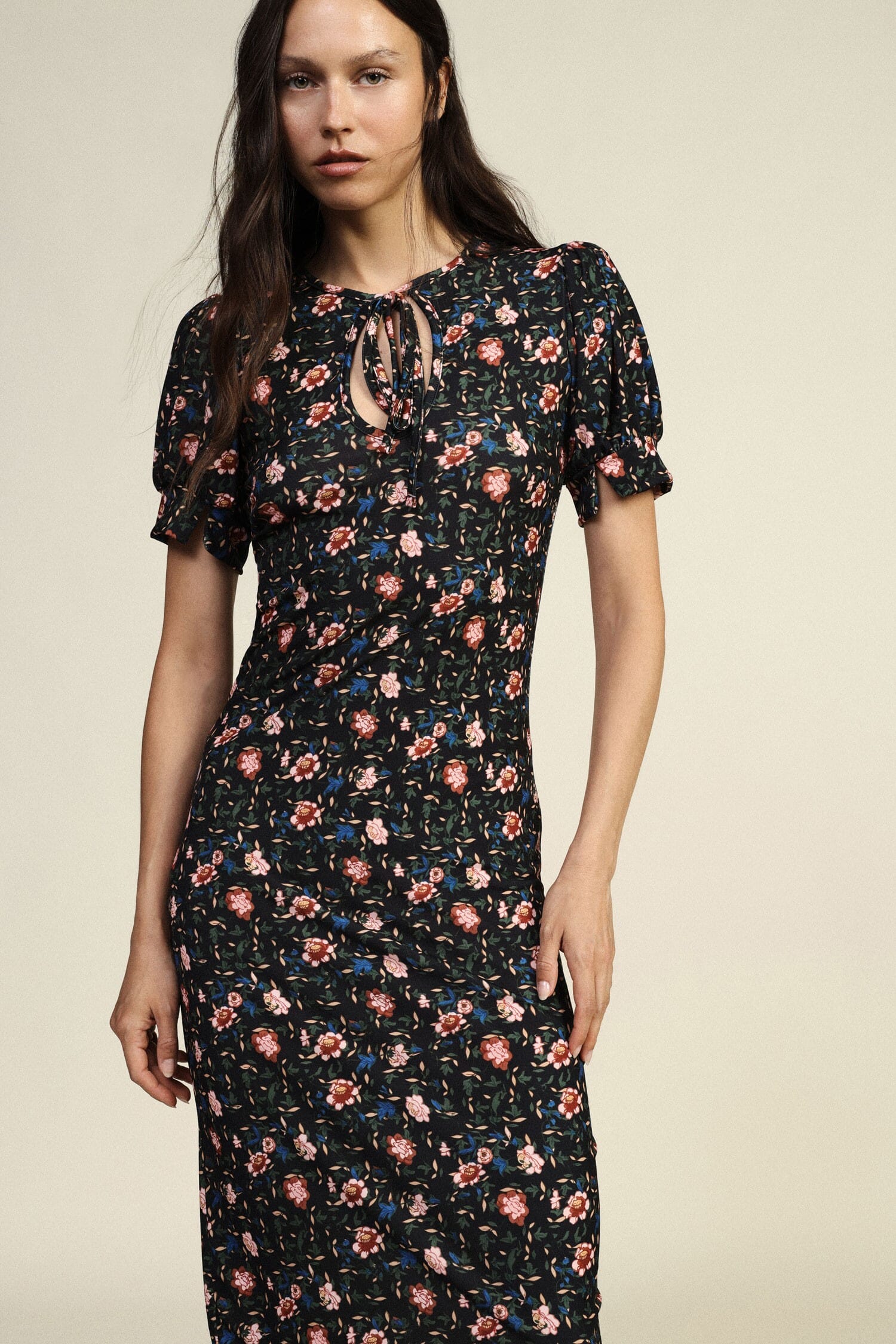 Floral V-neck Midi Dress Dixie