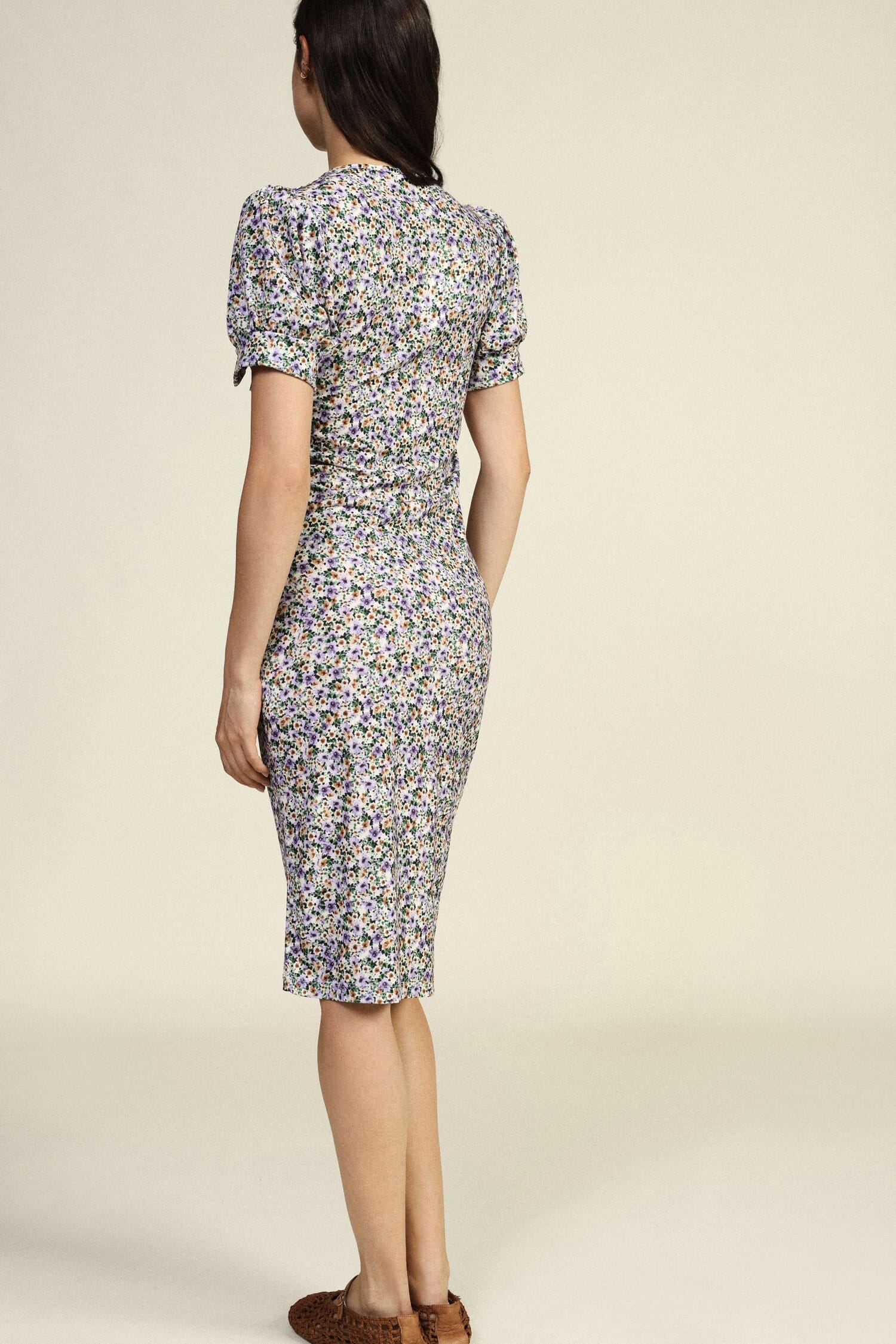 Floral Print Midi Dress With Short Sleeves Dixie