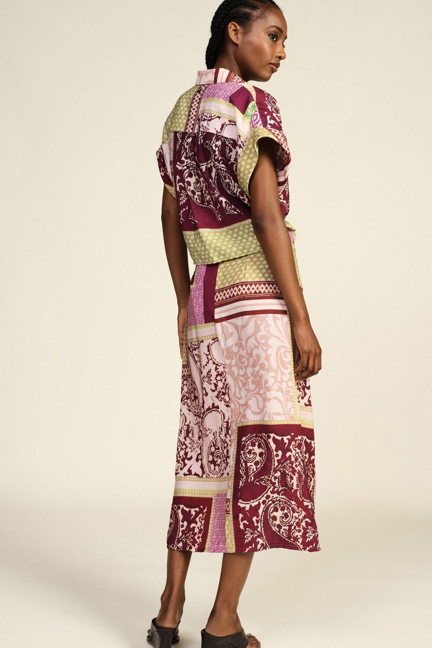 Gonna Midi Fantasia Patchwork Con Drappeggio Dixie