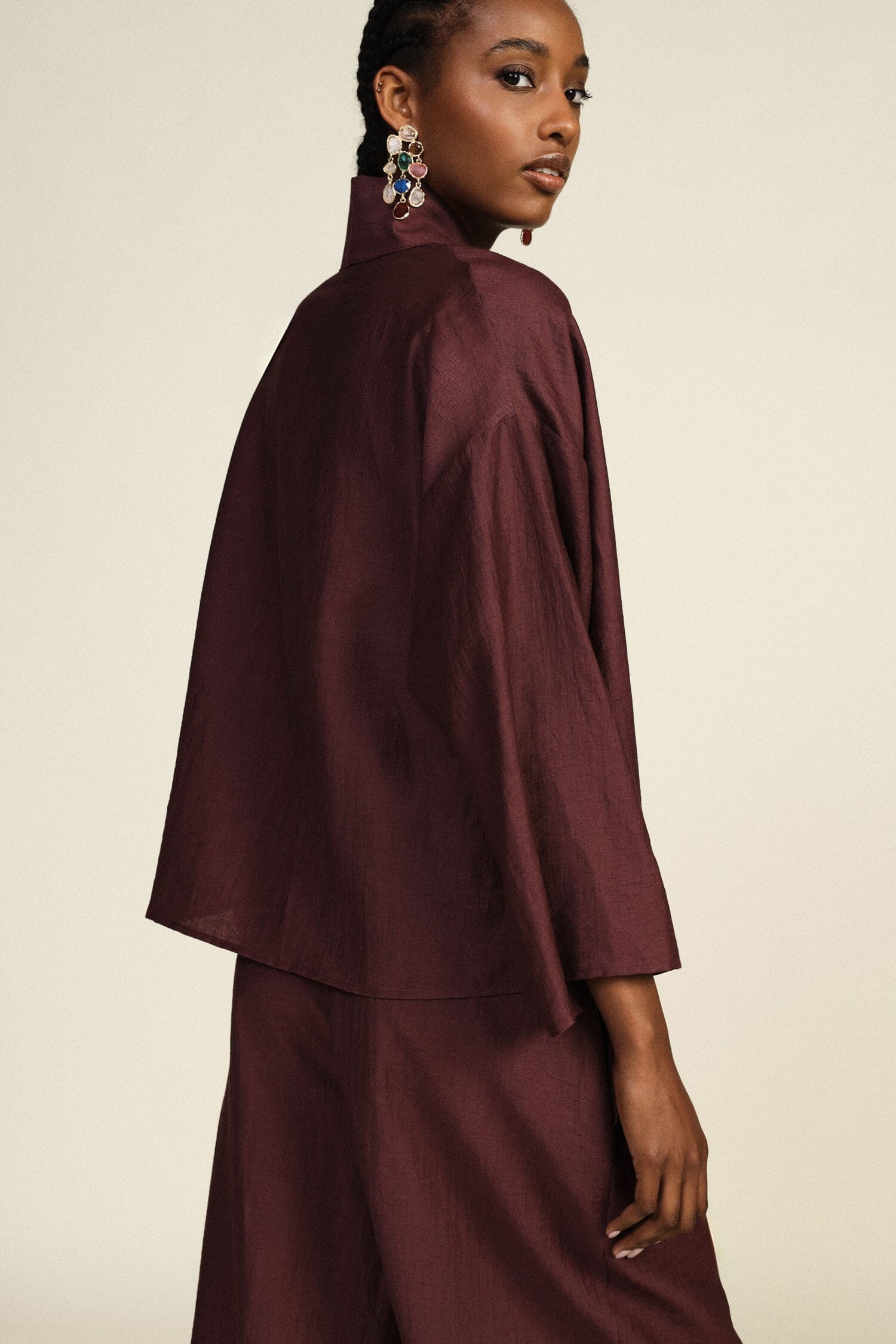 Short Fit Wide Blazer With Knotted Belt Dixie