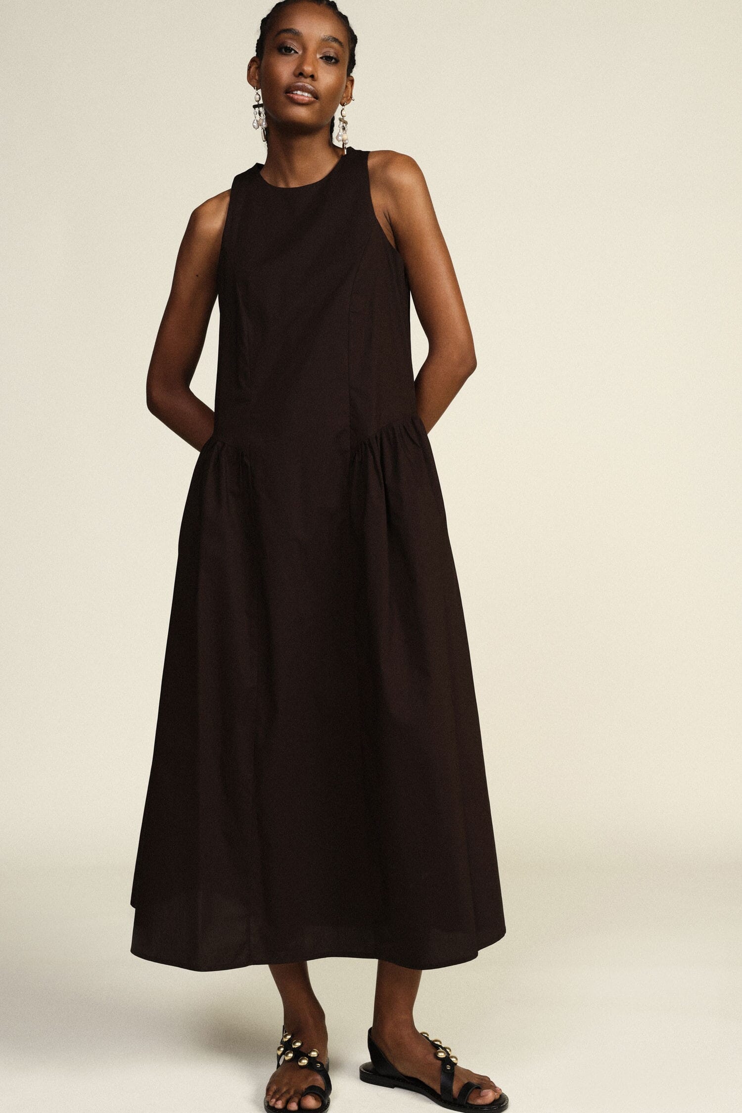 Dixie - Robe midi évasée sans manches