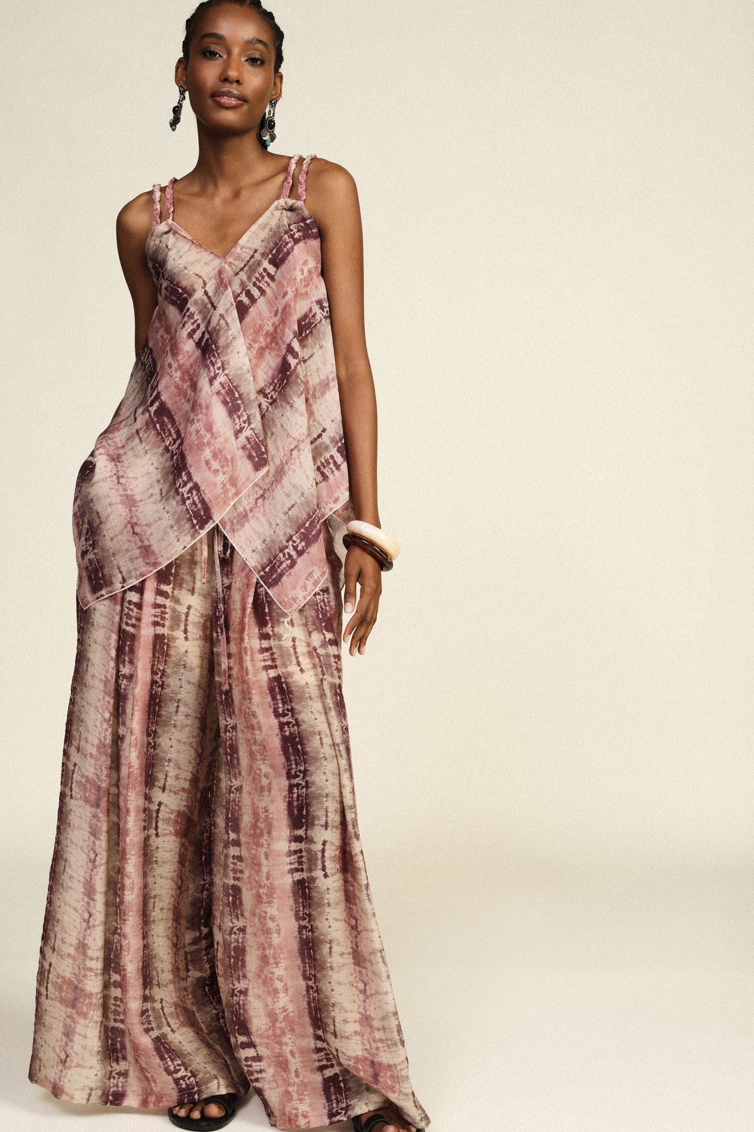 Pantaloni Palazzo Stampa Tie-Dye Con Coulisse Dixie