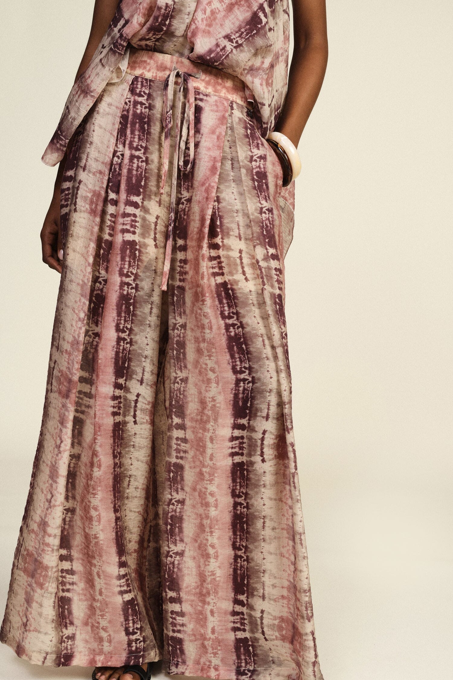 Pantaloni Palazzo Stampa Tie-Dye Con Coulisse Dixie