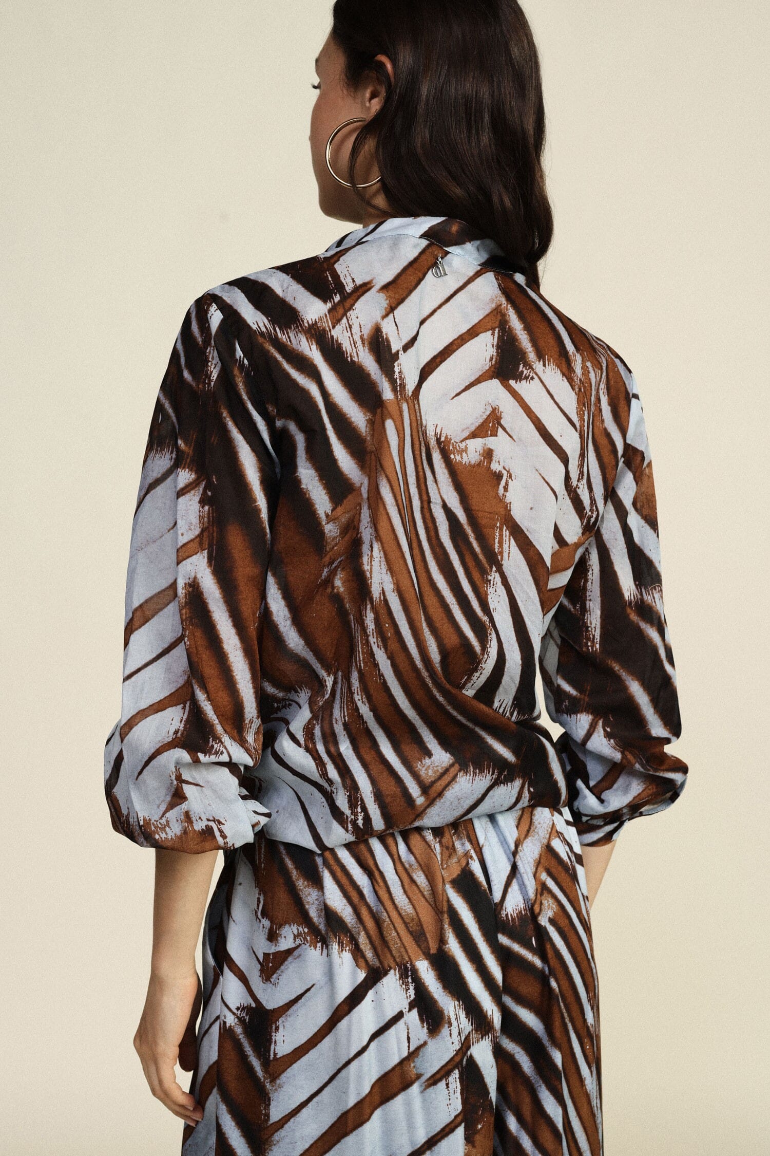 Camicia Fantasia Con Nodo Frontale E Collo Alla Coreana Dixie