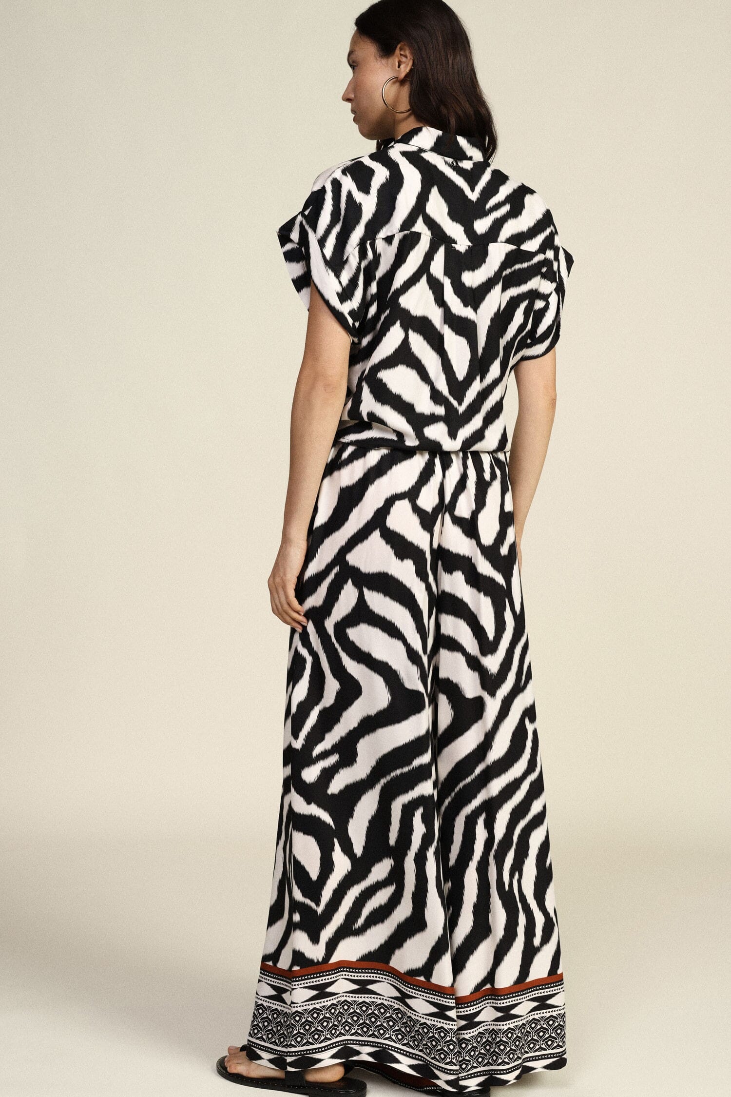 Animalier Print And Geometric Pattern Palazzo Trousers Dixie