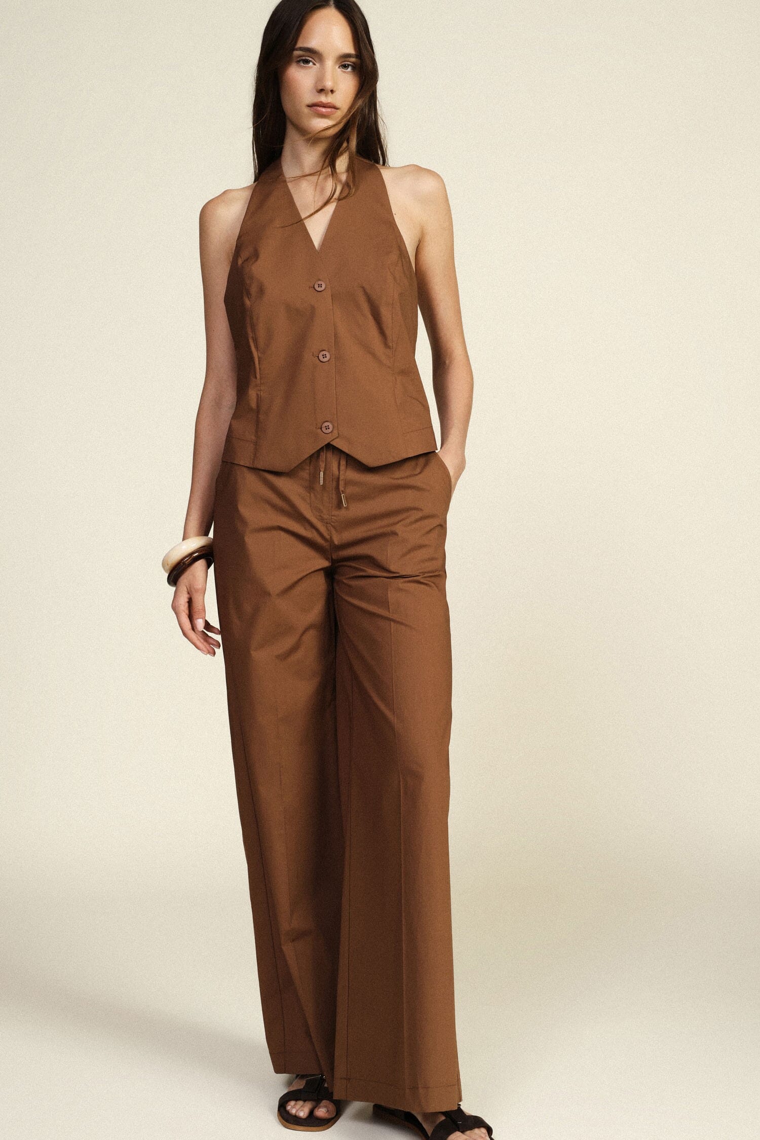 Pantaloni Palazzo Con Coulisse In Vita E Dettagli Metallici Dixie
