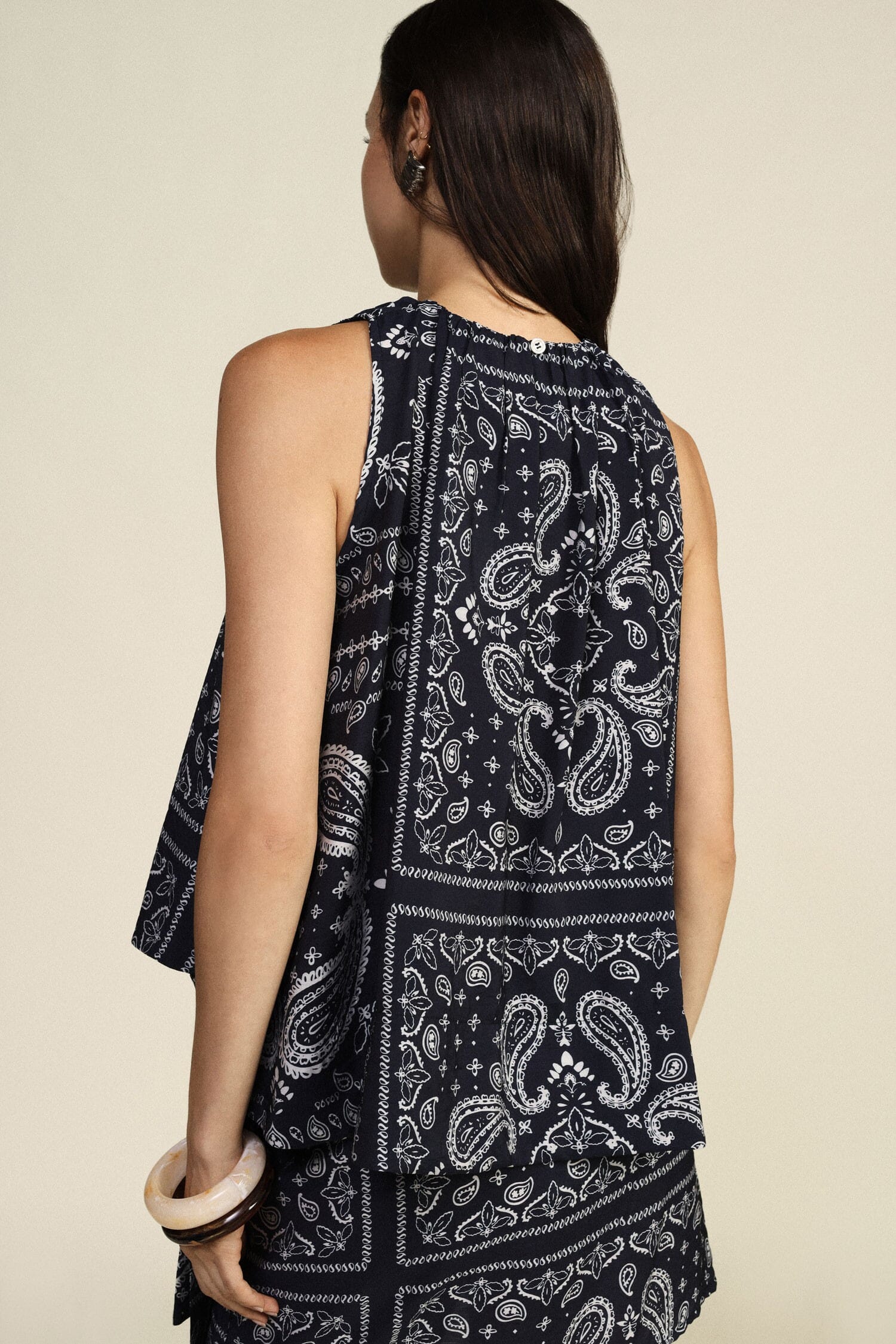 Dixie Patchwork Paisley Print Flared Top