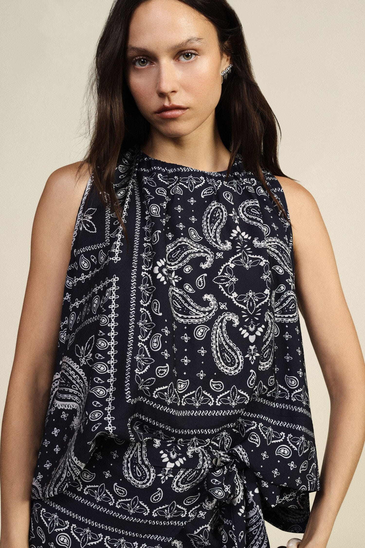 Dixie Patchwork Paisley Print Flared Top