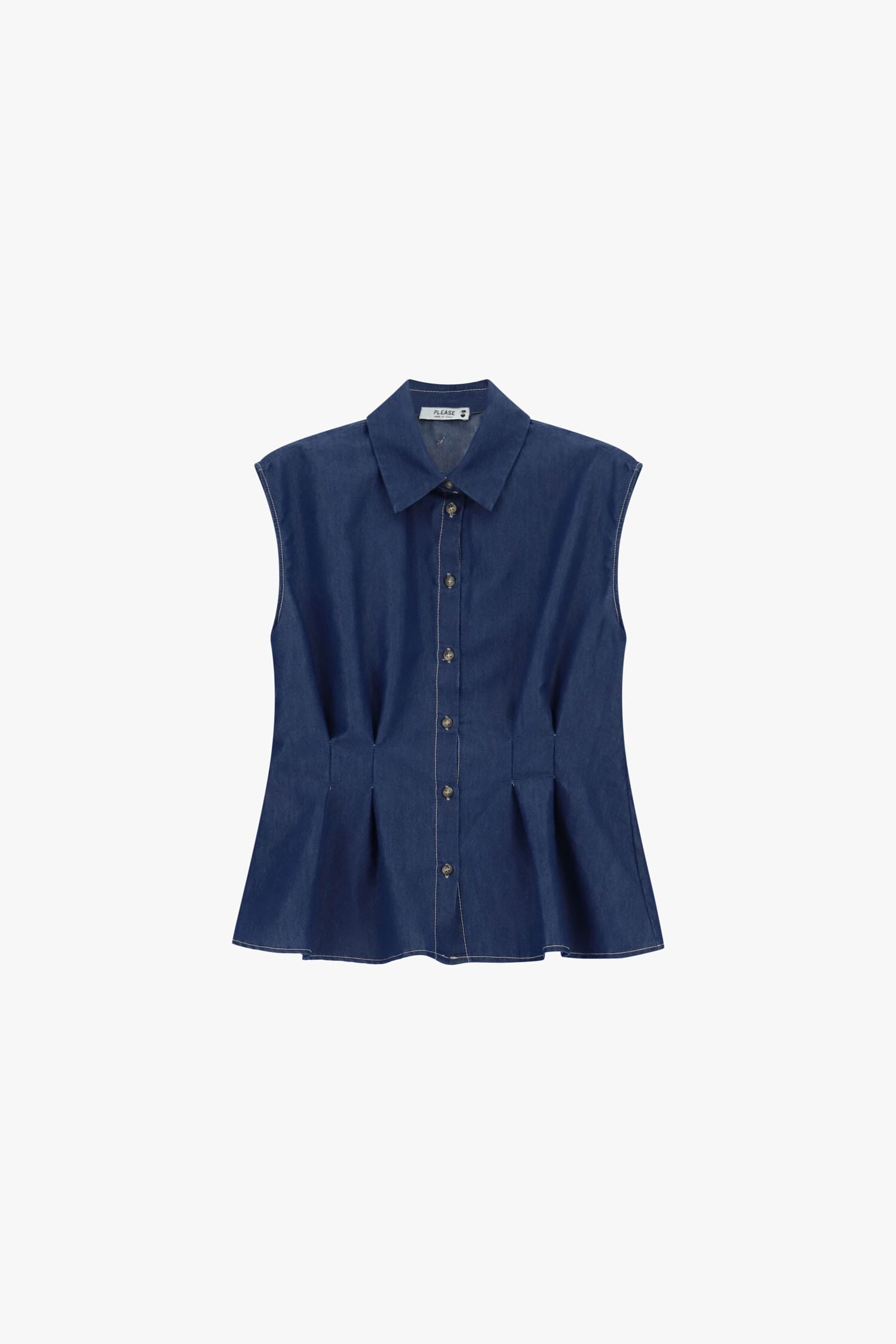 Camicia Smanicata Con Pieghe Frontali E Bottoni Please