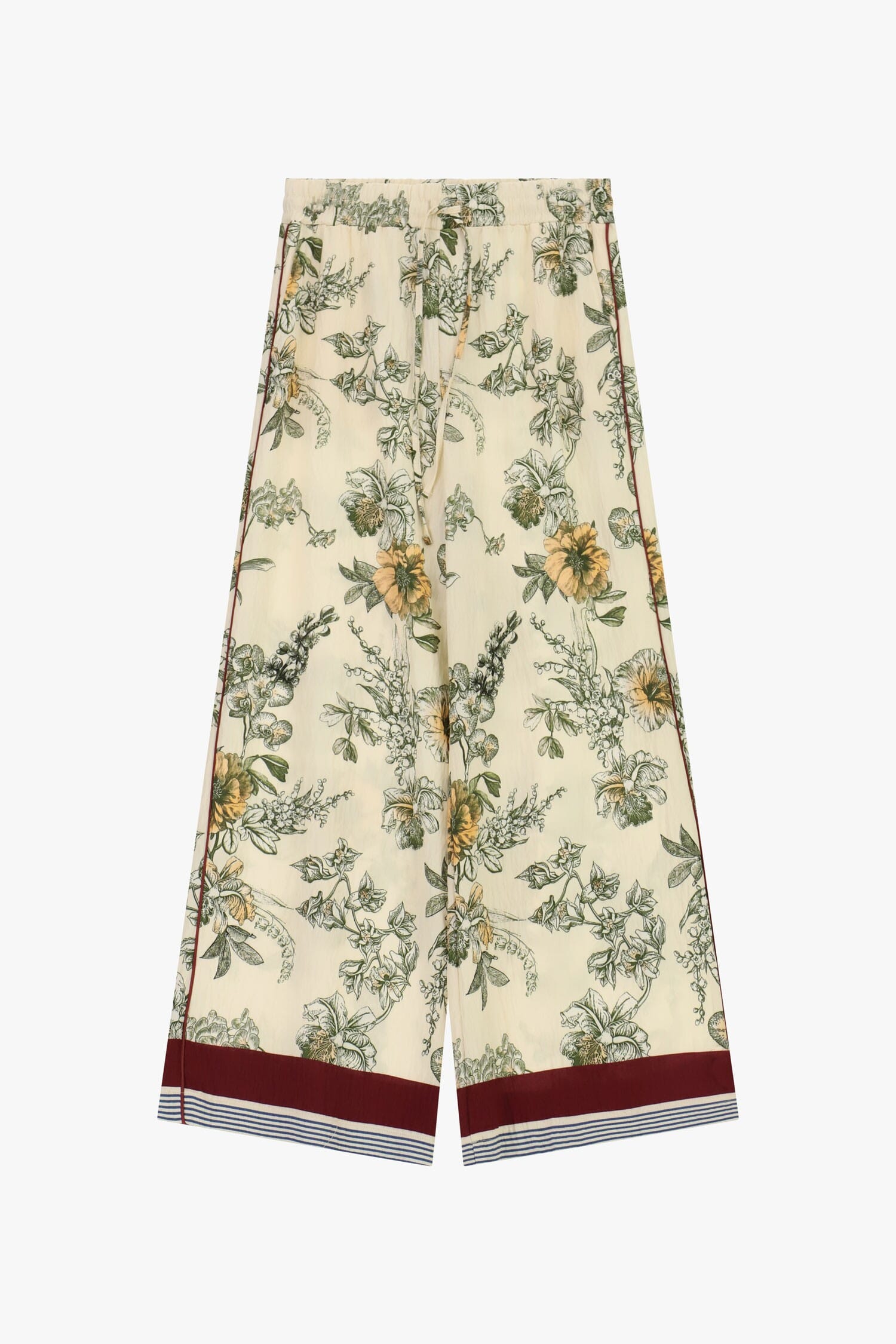 Pantaloni Palazzo Stampa Floreale E Banda A Contrasto Please