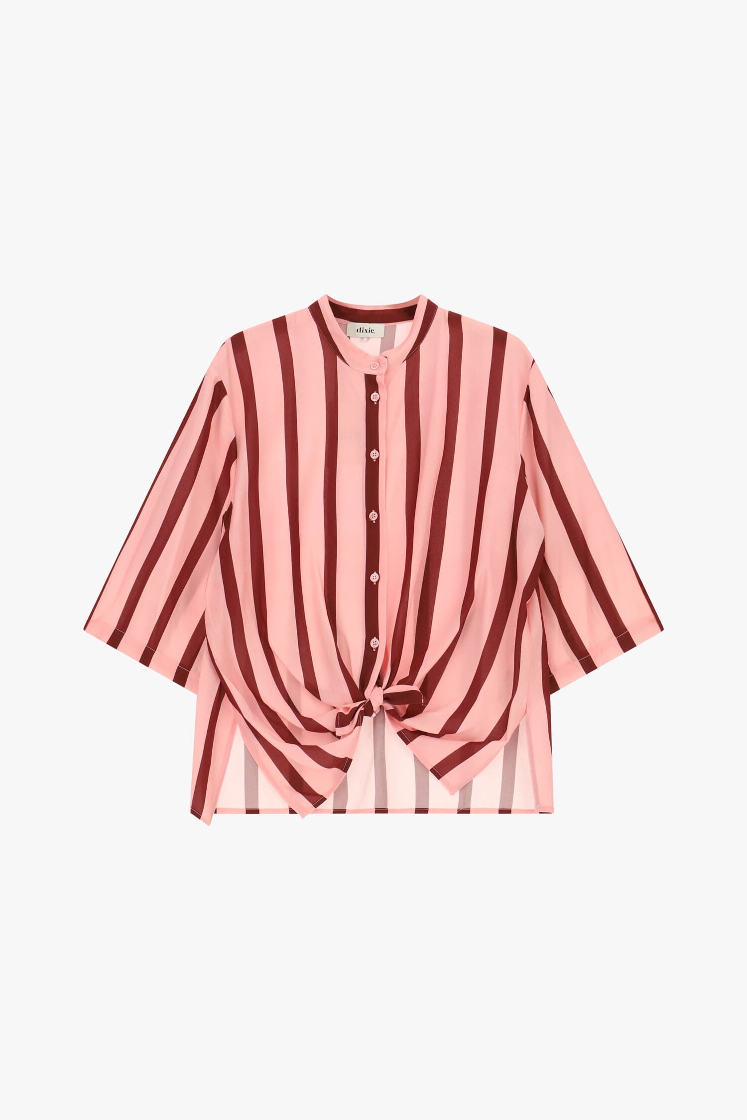 Chemise à rayures avec nœud sur le devant et manches 3/4 Dixie