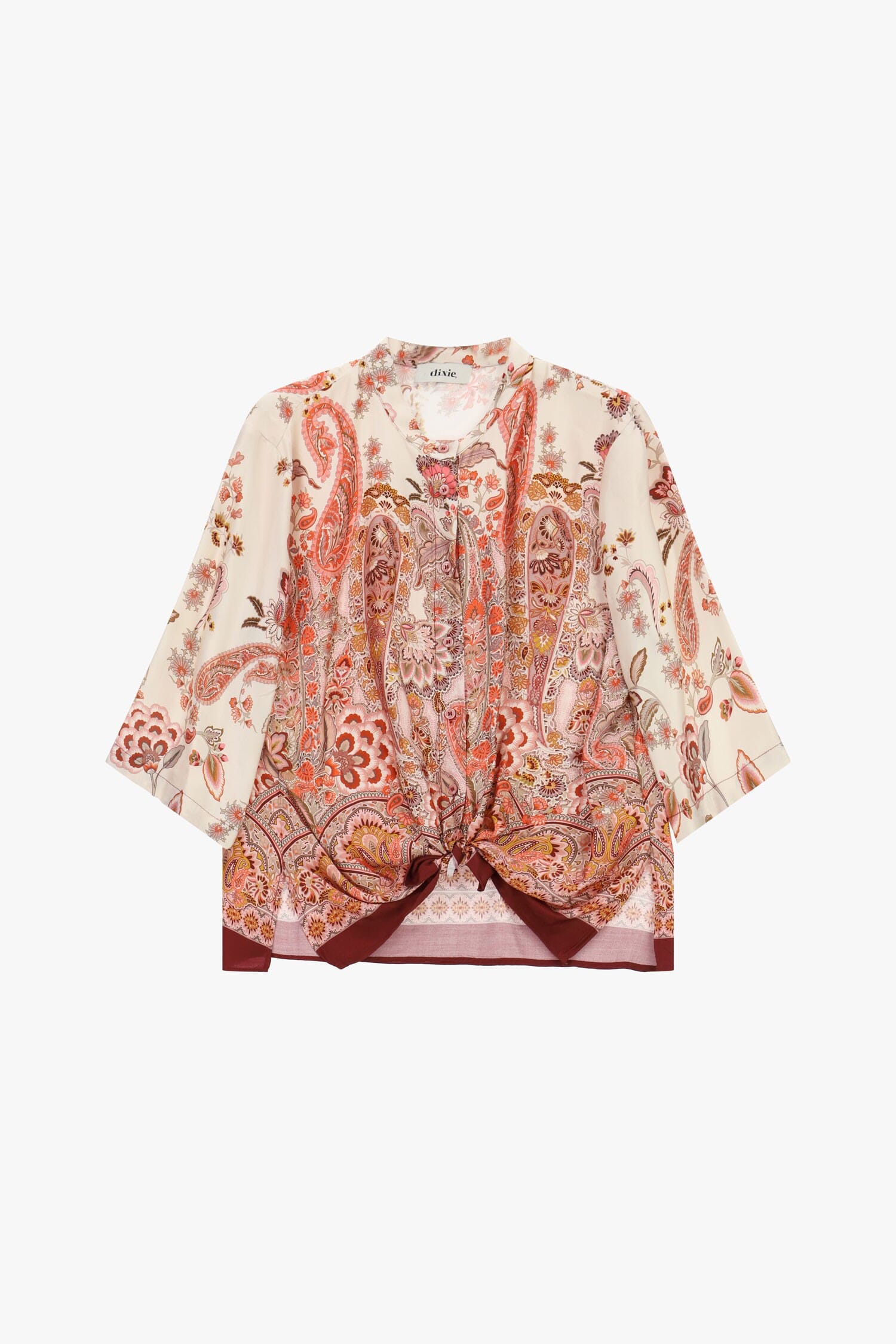 Dixie Paisley-Print Blouse with Front Knot