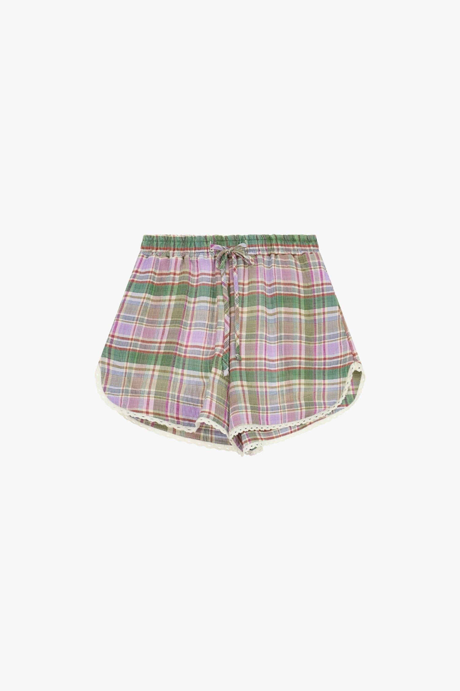 Shorts A Quadri Con Coulisse E Bordo Ricamato Dixie