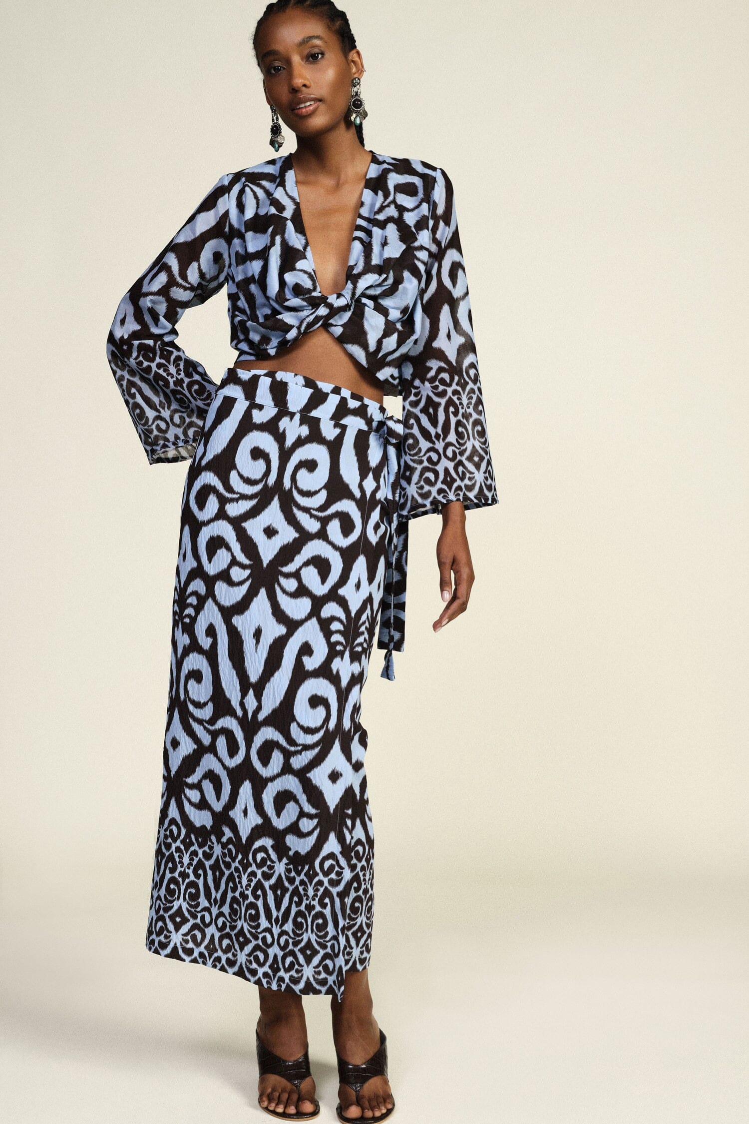 Abstract Fantasy Midi Skirt With Dixie Sash
