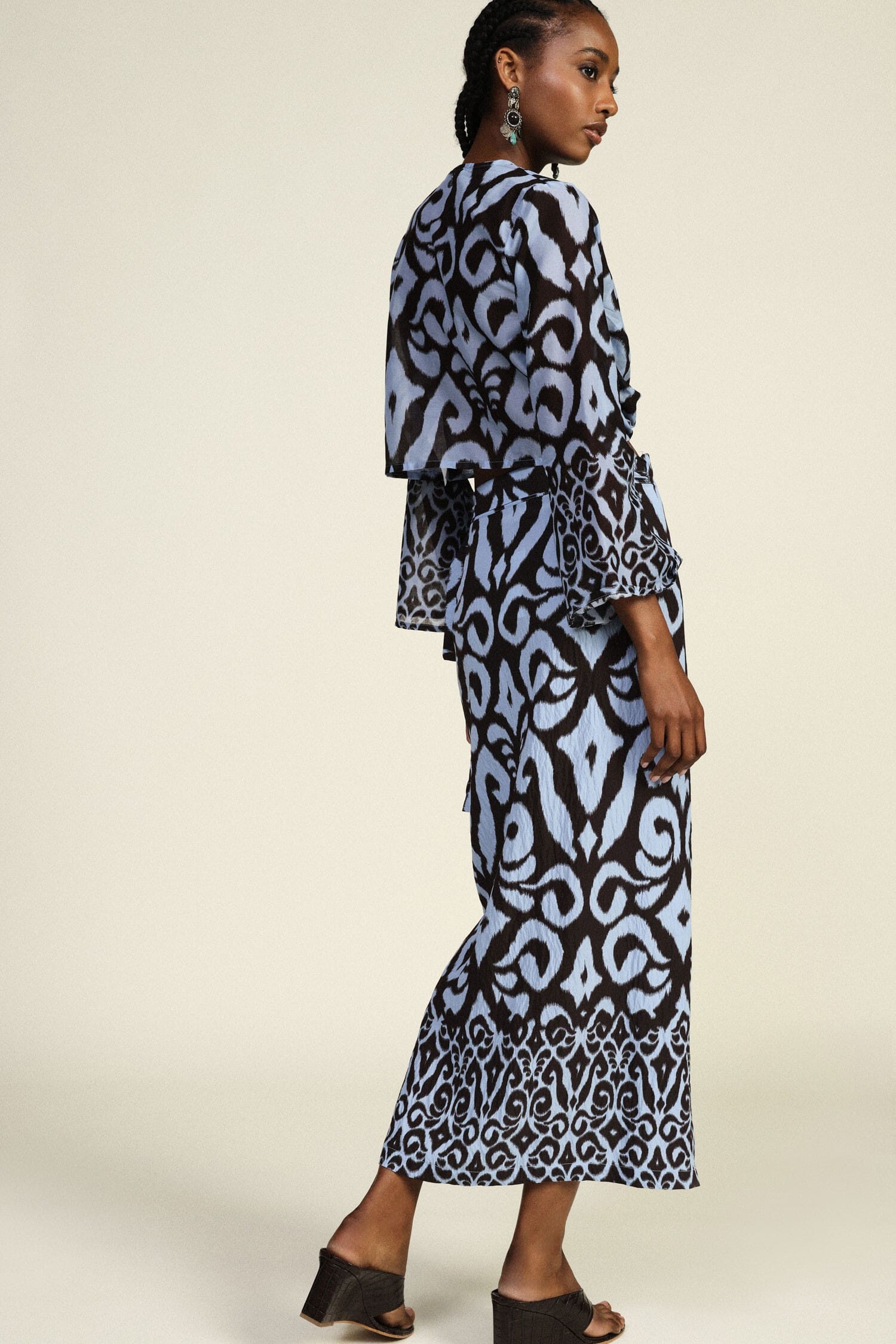 Abstract Fantasy Midi Skirt With Dixie Sash