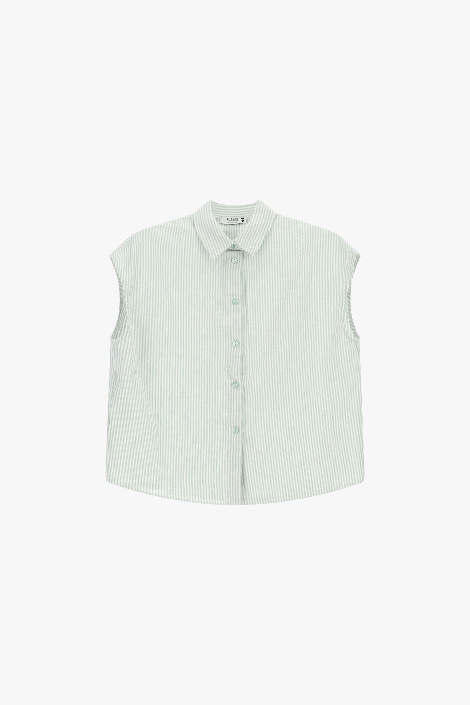 Camicia Senza Maniche A Righe Con Colletto Classico Please