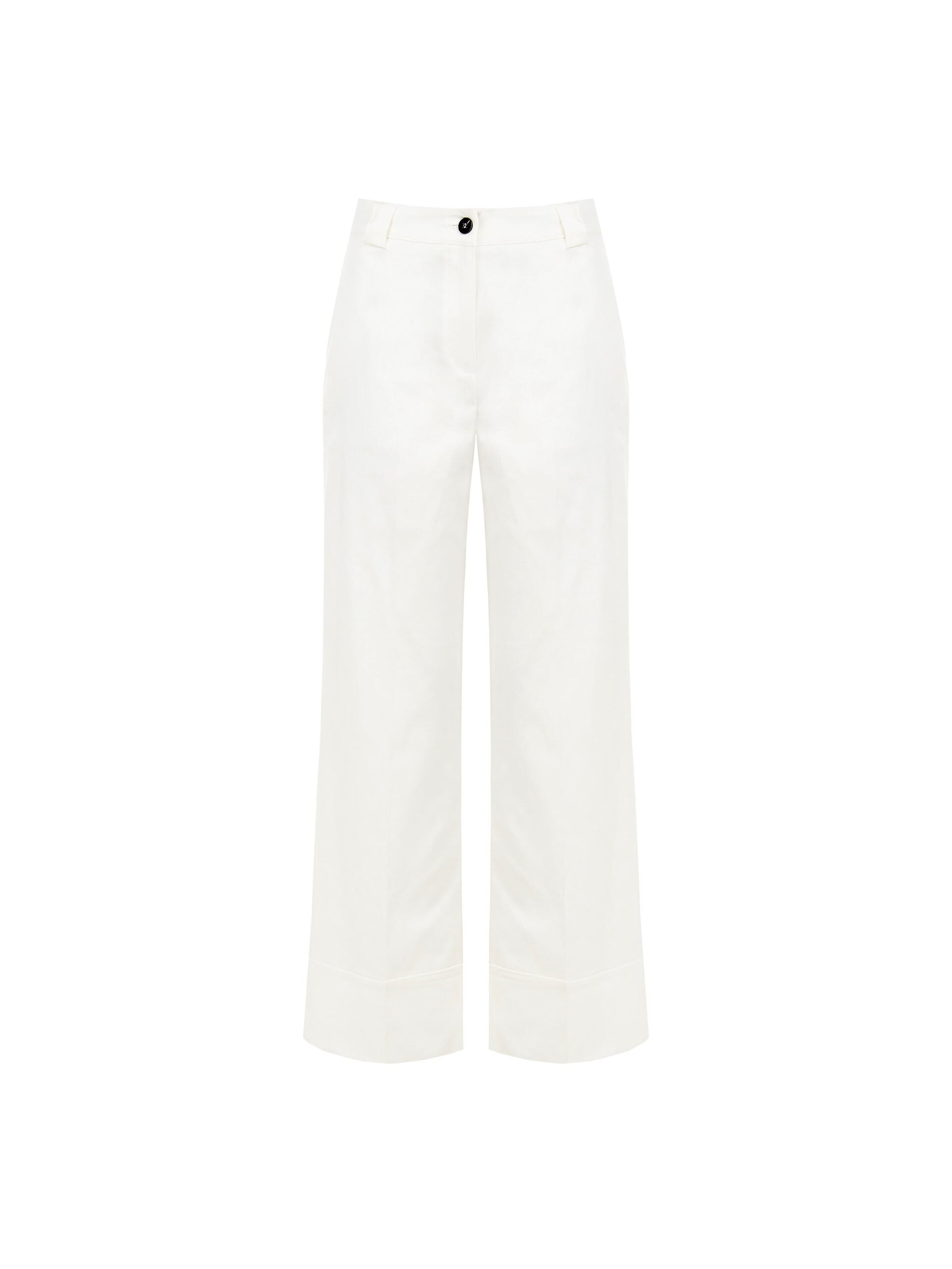 Pantalon palazzo en coton et lyocell mélangés, avec un large revers et des poches « Rinascimento »