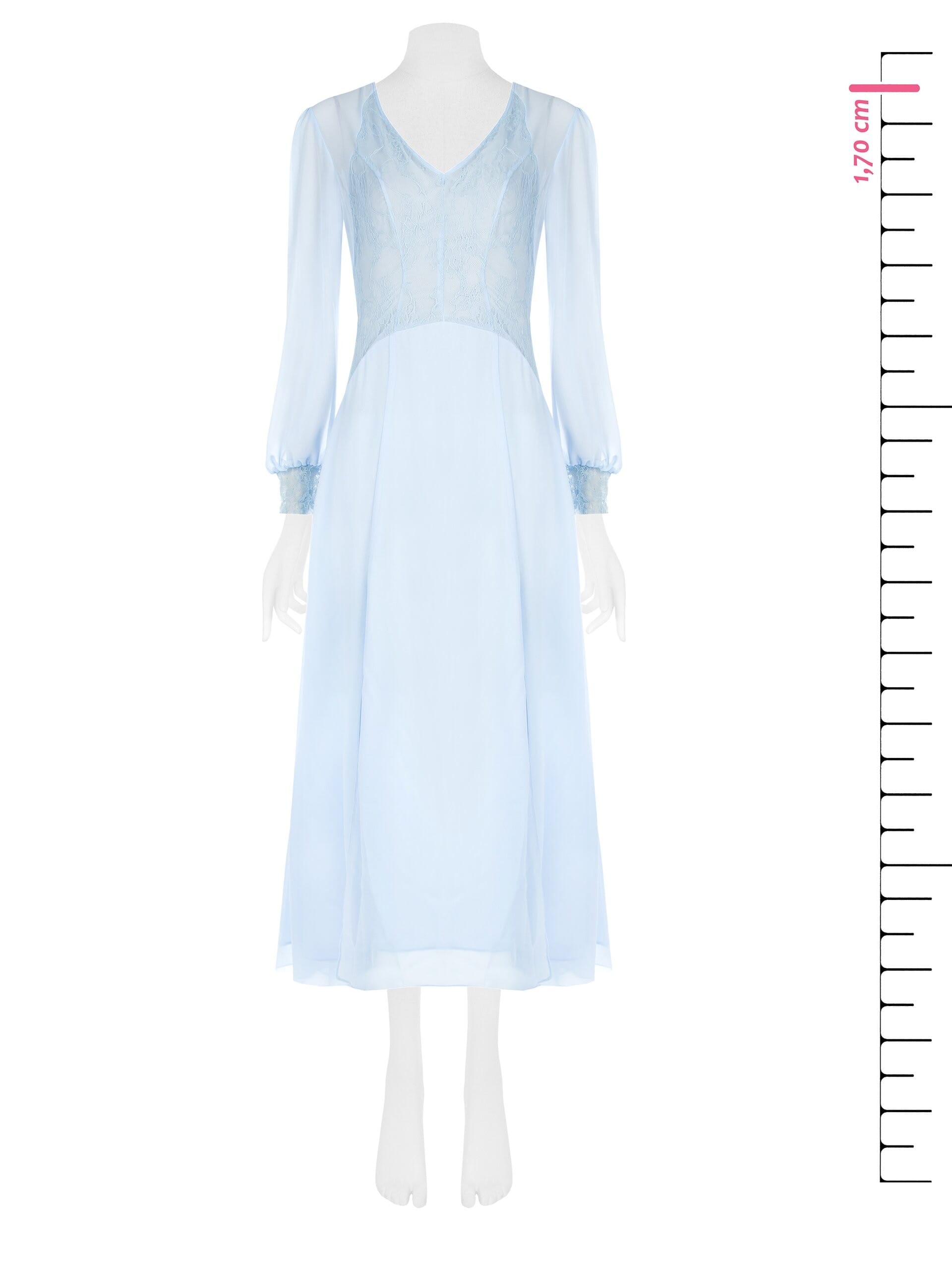 Rinascimento-style midi dress in georgette and lace with two front slits
