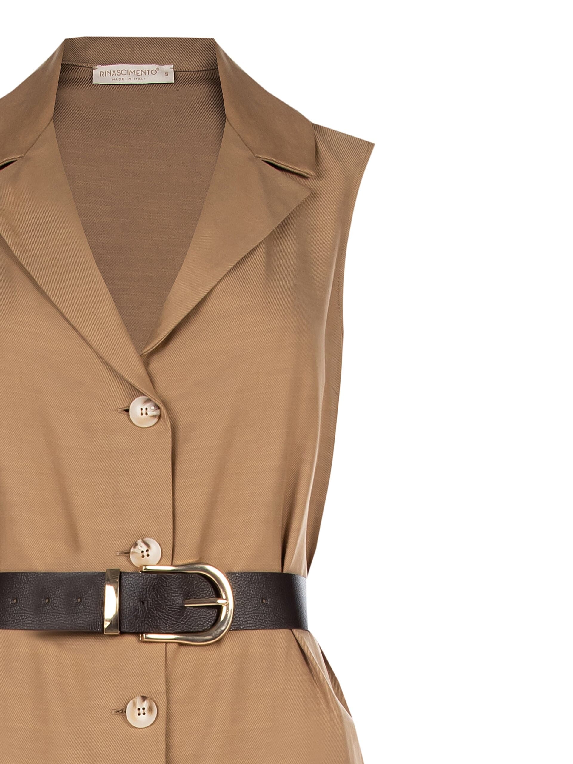 Straight-cut dress in a lyocell and cotton blend with a matching faux leather belt by Rinascimento
