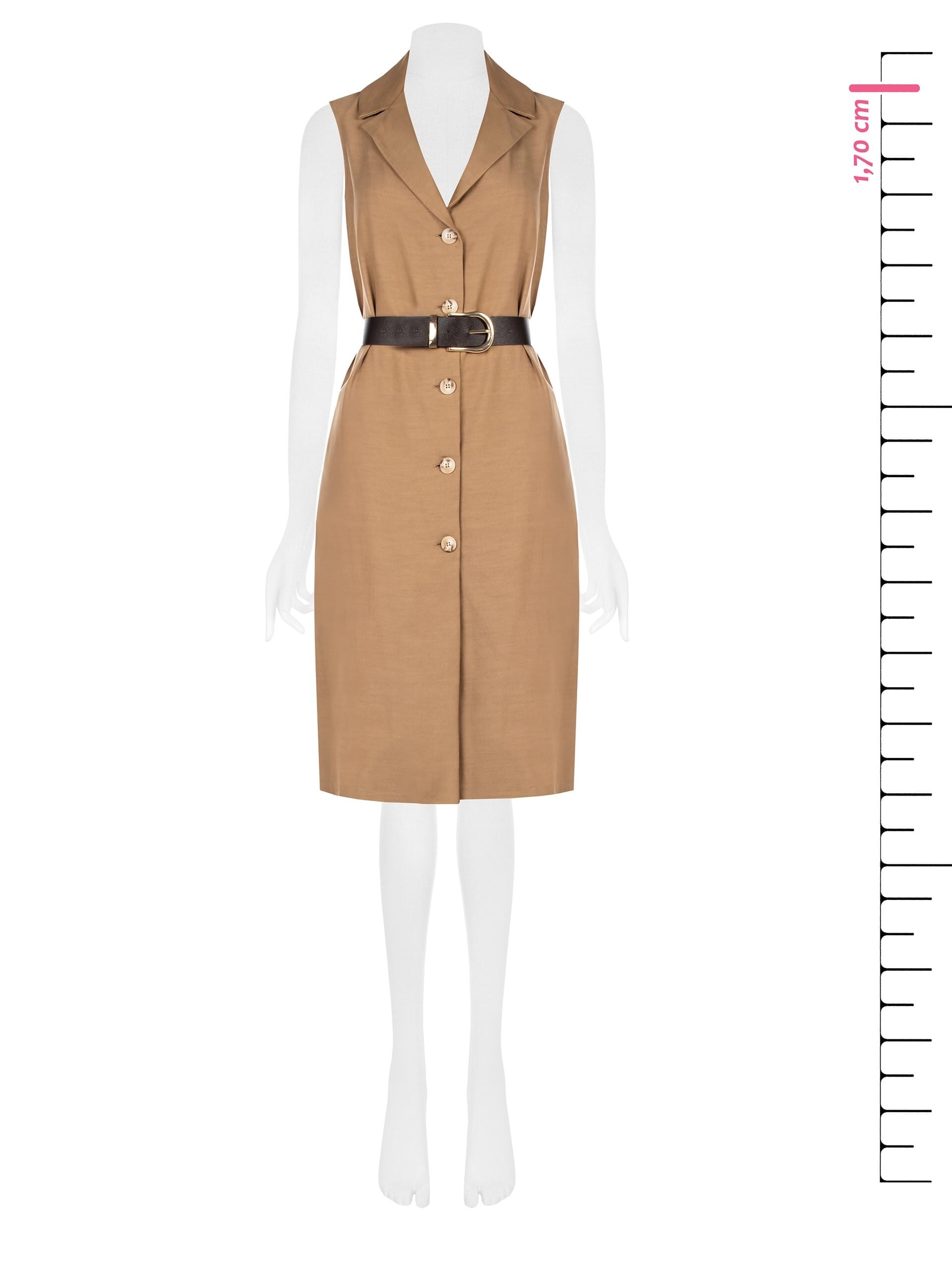 Straight-cut dress in a lyocell and cotton blend with a matching faux leather belt by Rinascimento