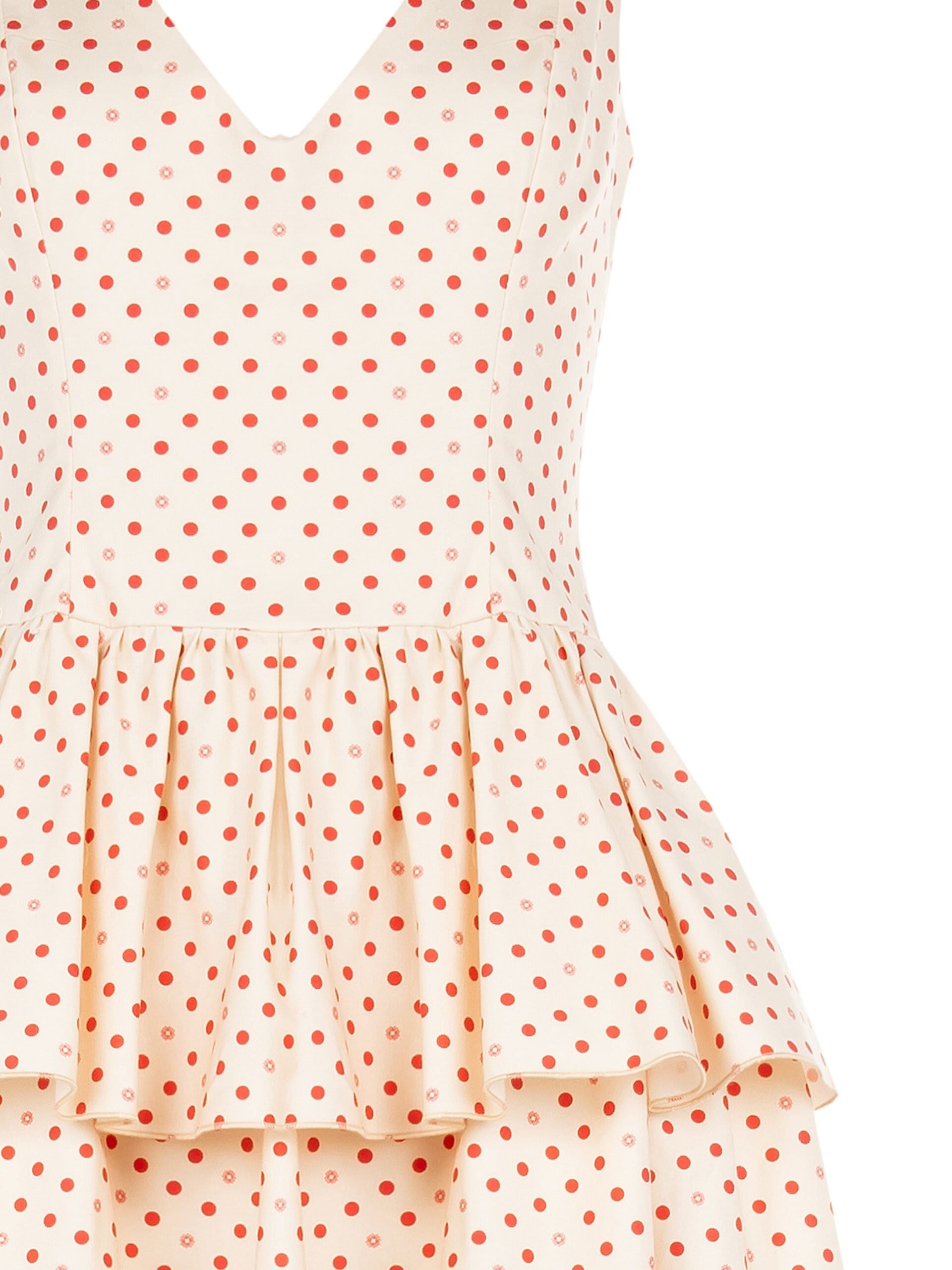 Abito Corto In Misto Cotone A Pois Con Doppio Scollo A V Rinascimento