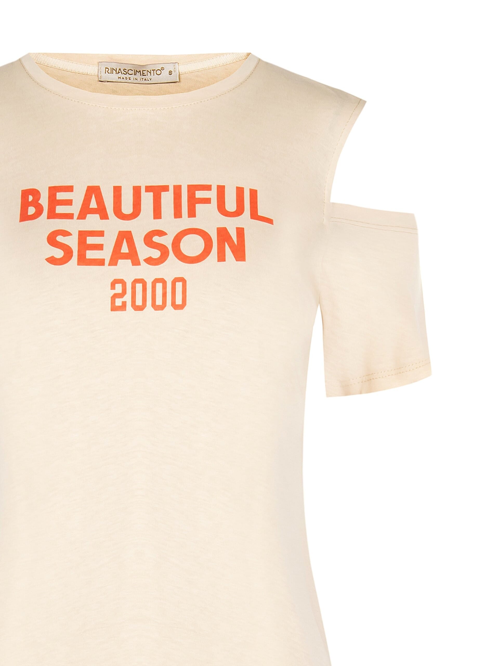 T-shirt coupe classique en coton avec découpe sur les épaules « Rinascimento »