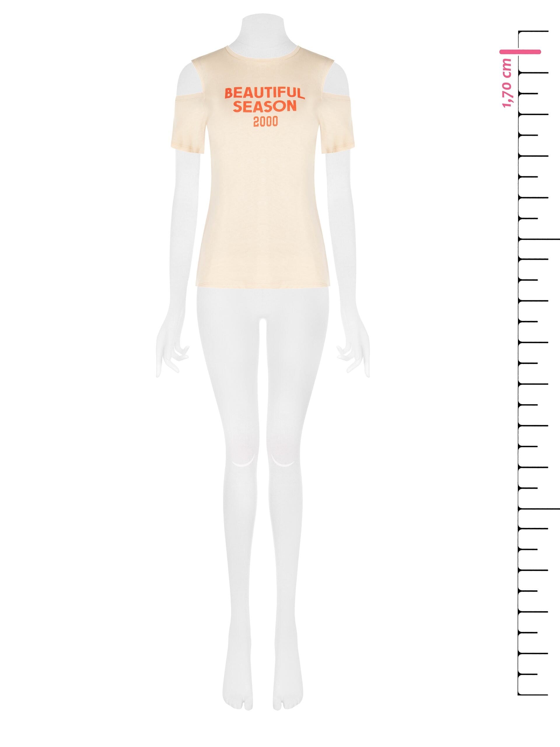 T-shirt coupe classique en coton avec découpe sur les épaules « Rinascimento »