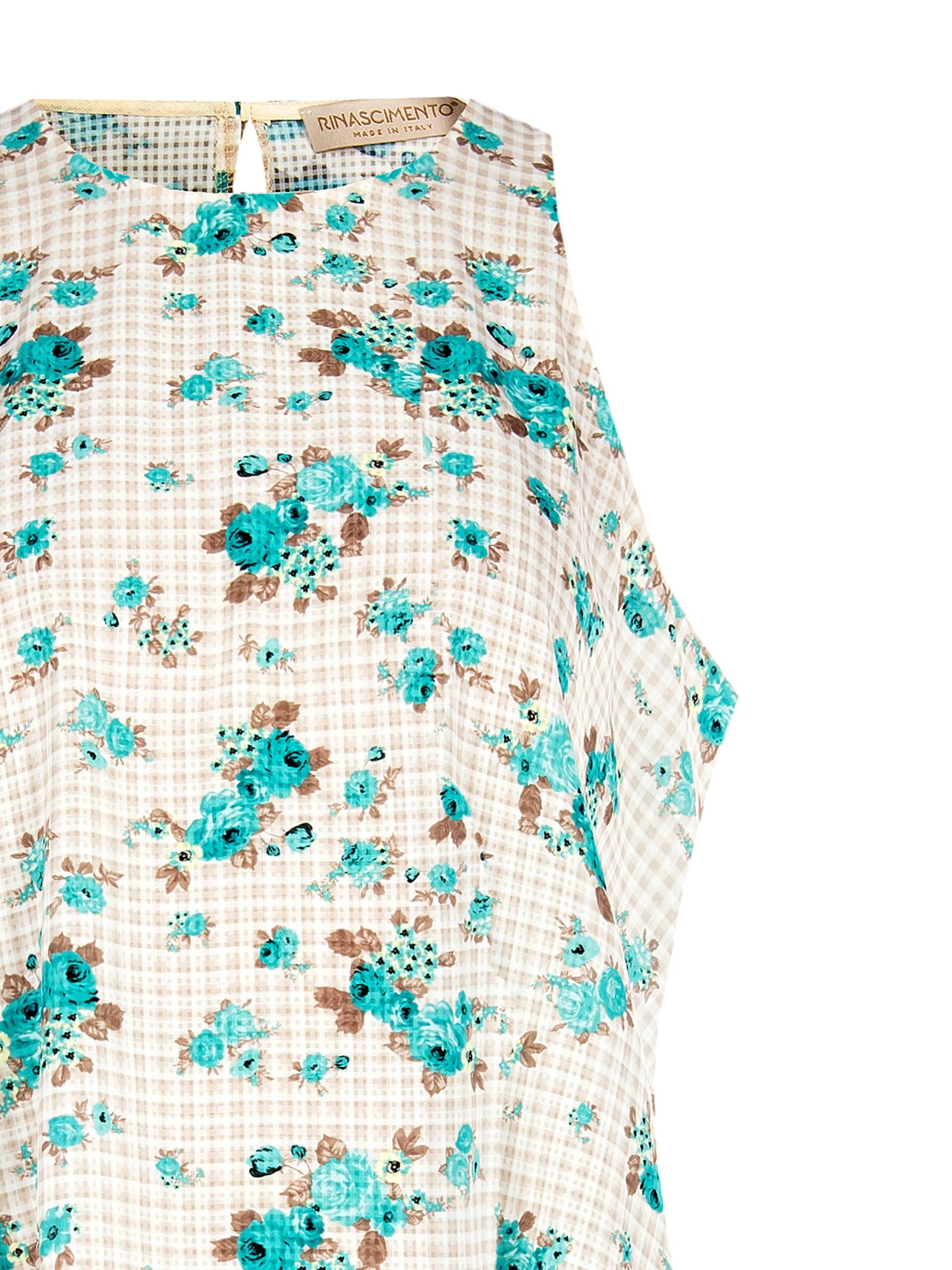 Blouse ample en forme de trapèze, à carreaux et roses Rinascimento