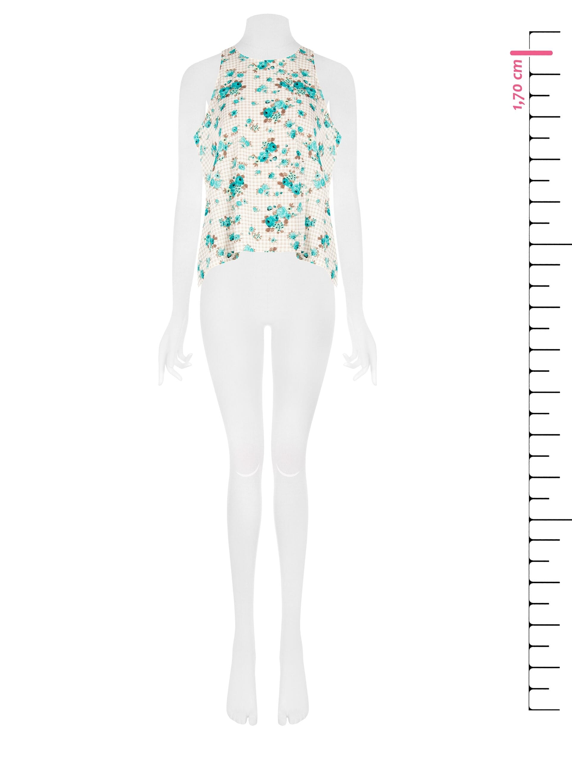 Blouse ample en forme de trapèze, à carreaux et roses Rinascimento
