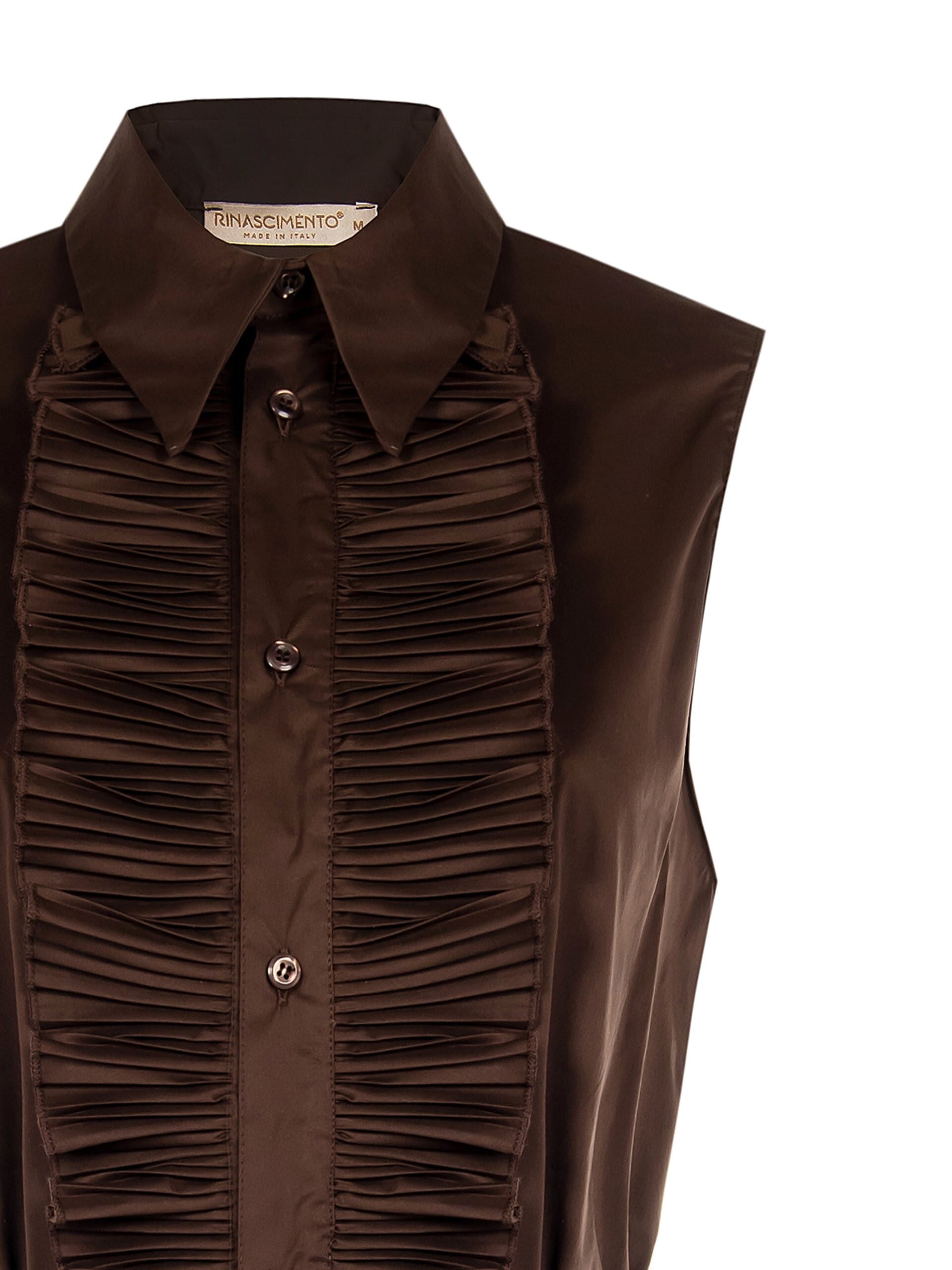 Chemise en coton mélangé avec des volants et une longue ceinture fine assortie, collection Rinascimento