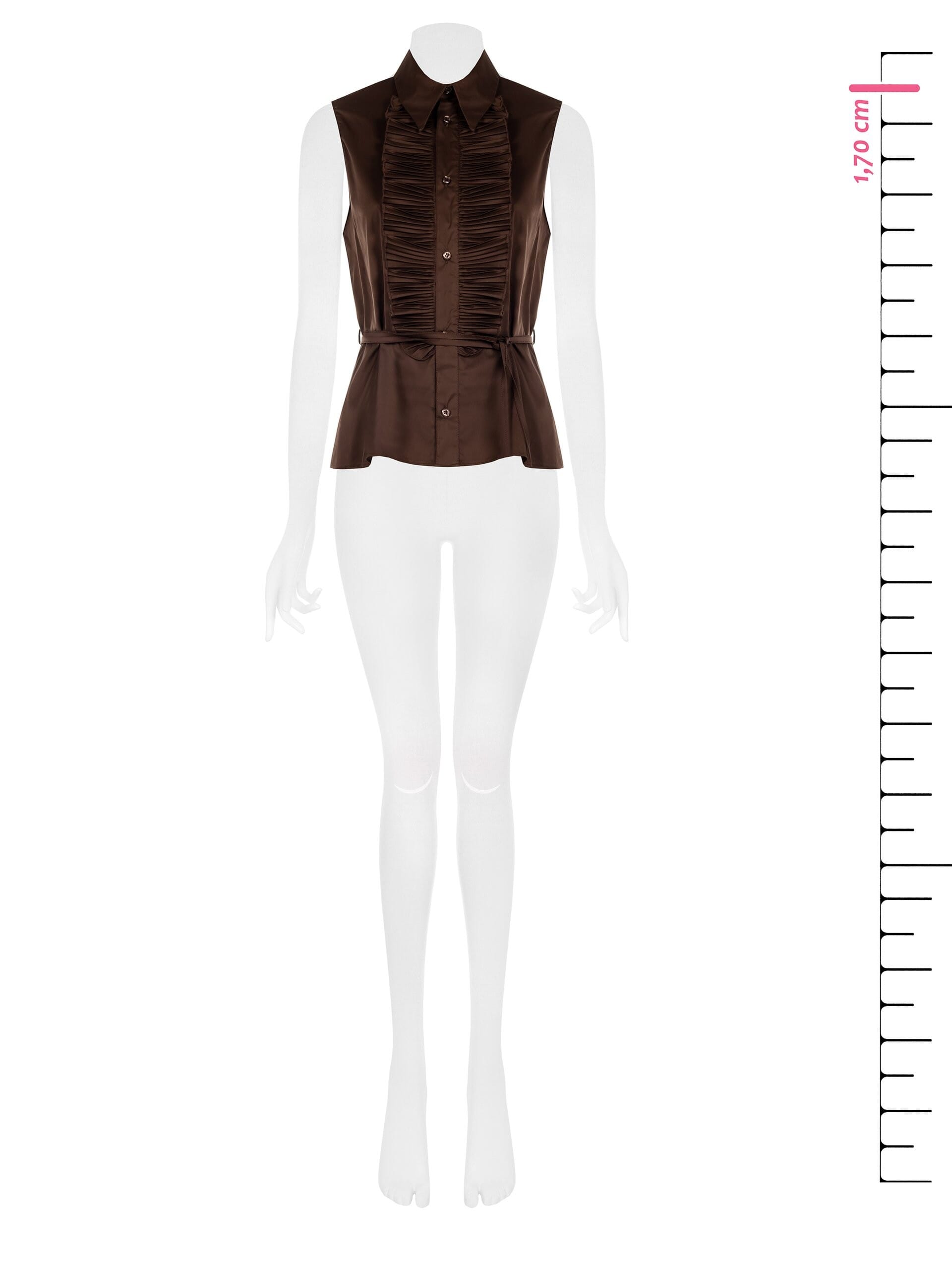 Chemise en coton mélangé avec des volants et une longue ceinture fine assortie, collection Rinascimento