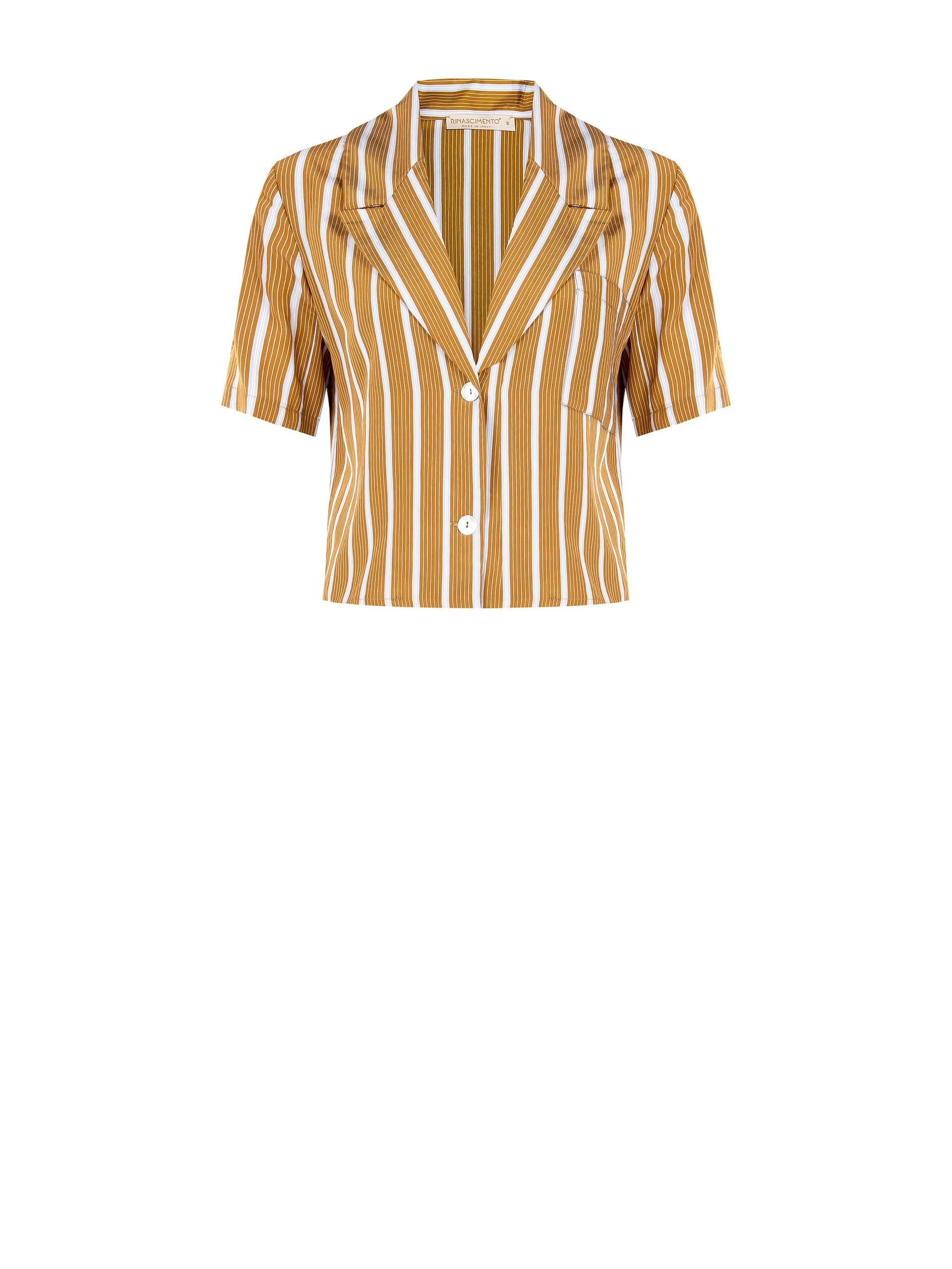 Camicia Corta A Righe In Misto Viscosa Con Revers Rinascimento