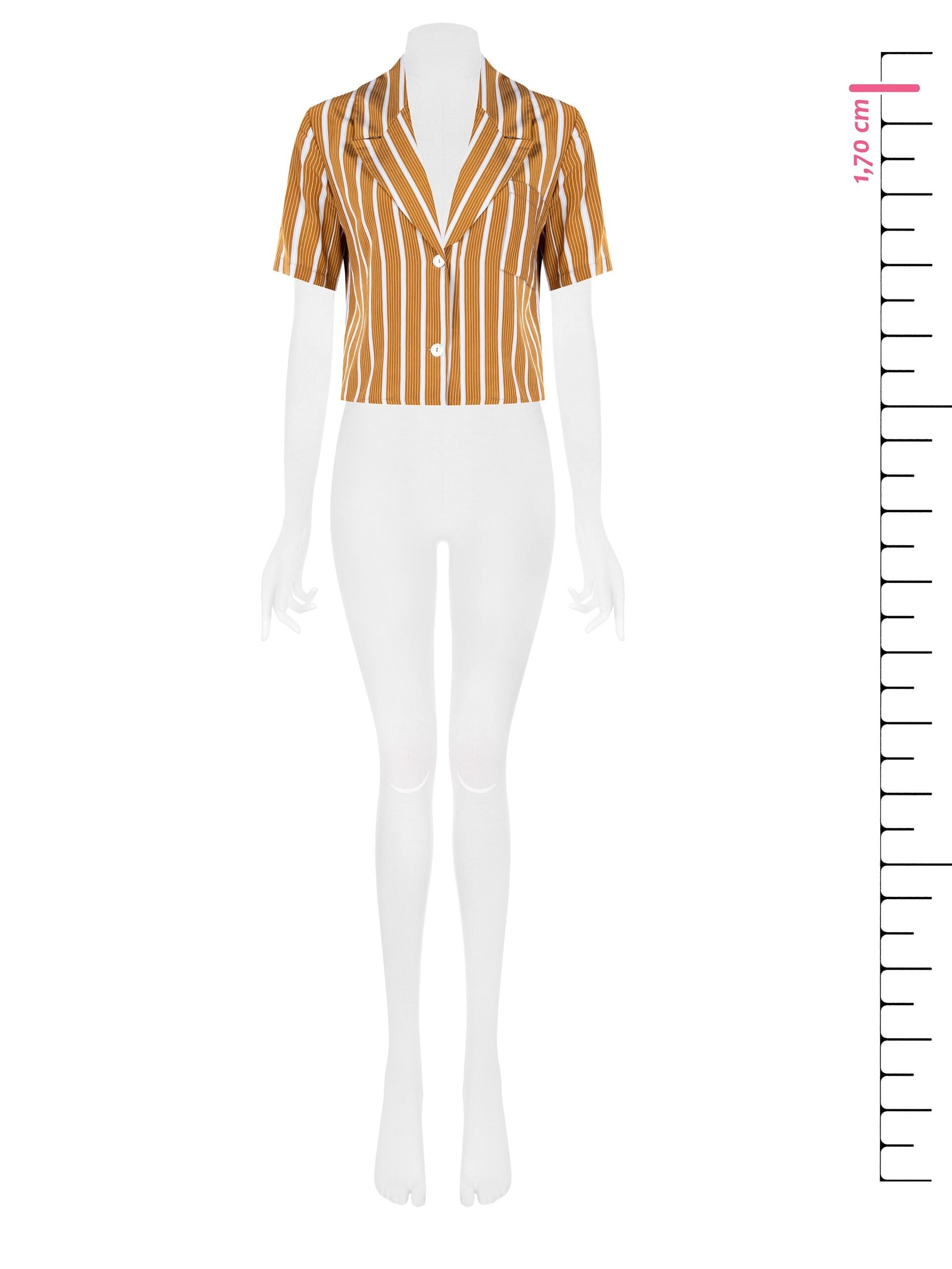 Camicia Corta A Righe In Misto Viscosa Con Revers Rinascimento