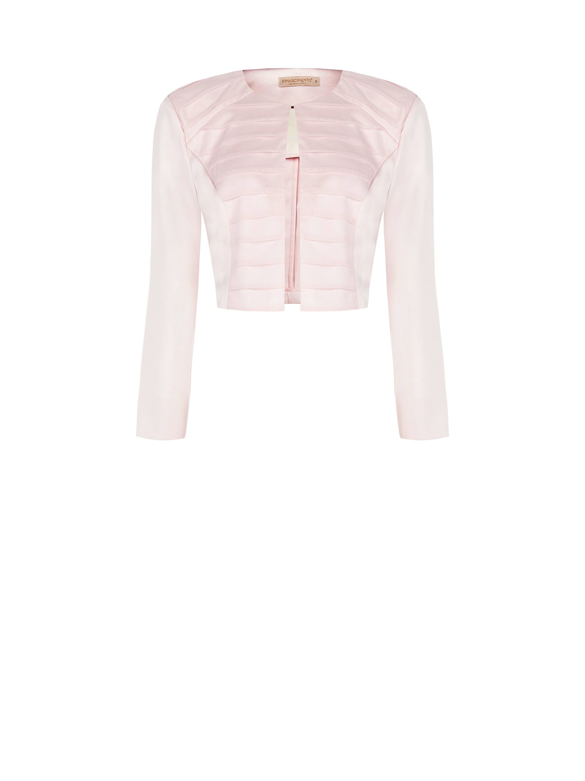 Bolero Coprispalle In Raso Con Inserto In Tulle A Pieghe Sul Davanti E Spalline Rinascimento