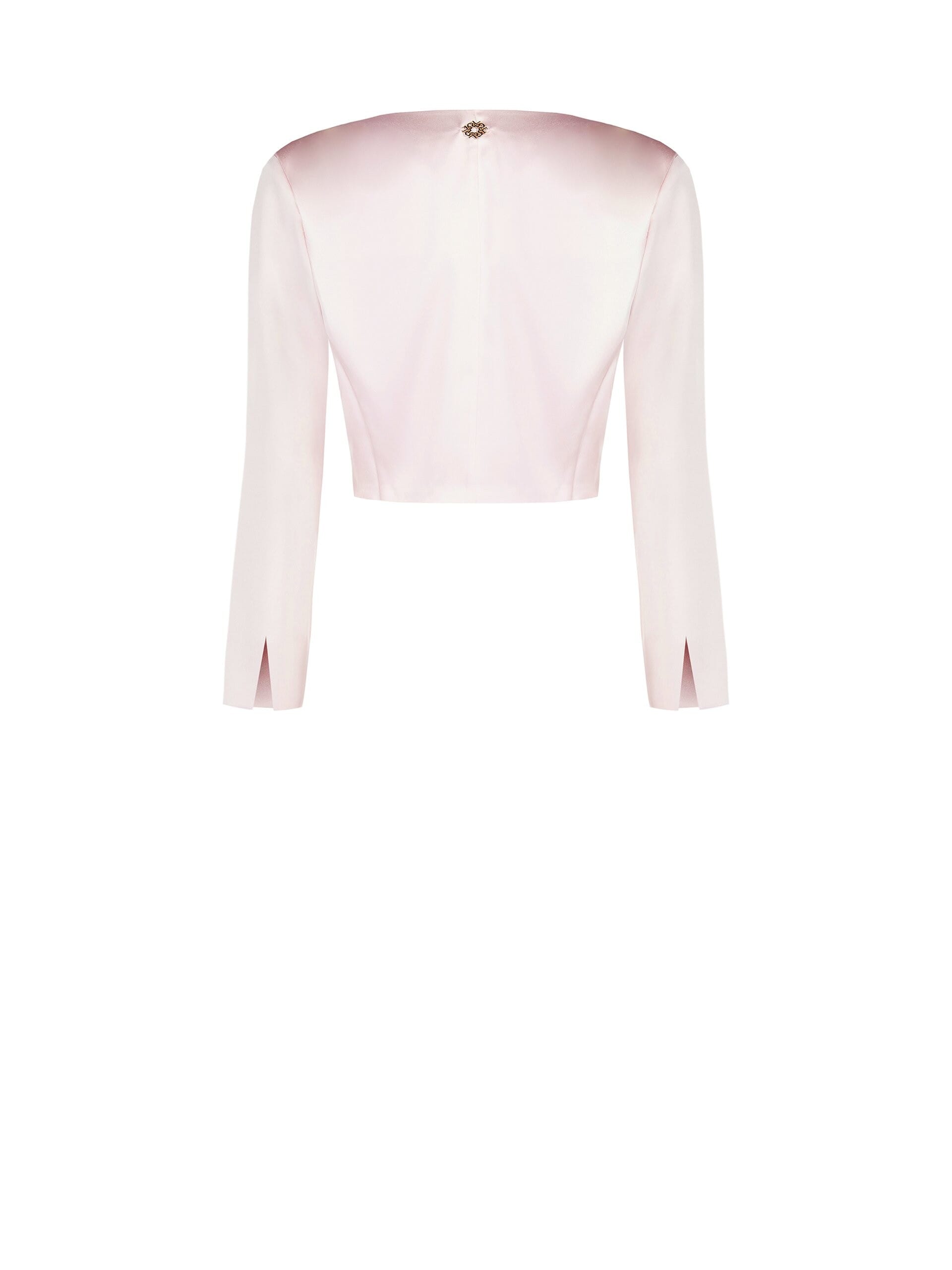 Bolero Coprispalle In Raso Con Inserto In Tulle A Pieghe Sul Davanti E Spalline Rinascimento