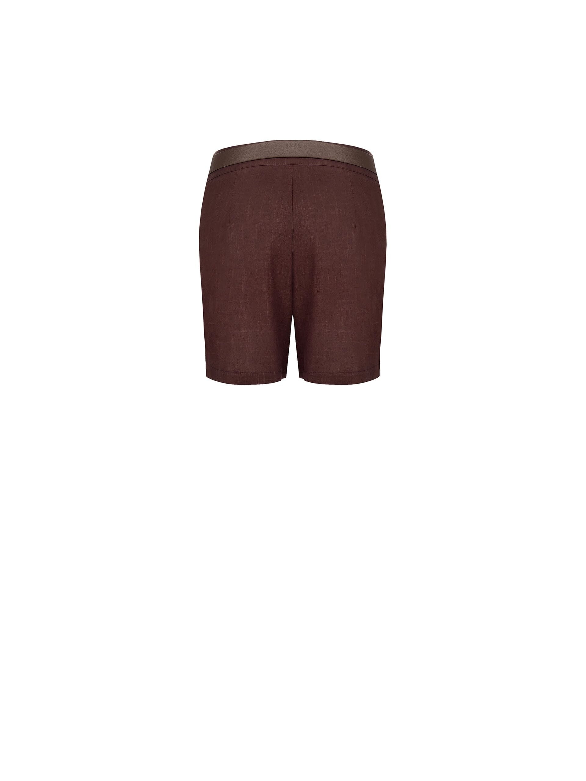 Pantaloni Corti In Misto Viscosa E Lino Con Cintura In Similpelle Abbinata Rinascimento