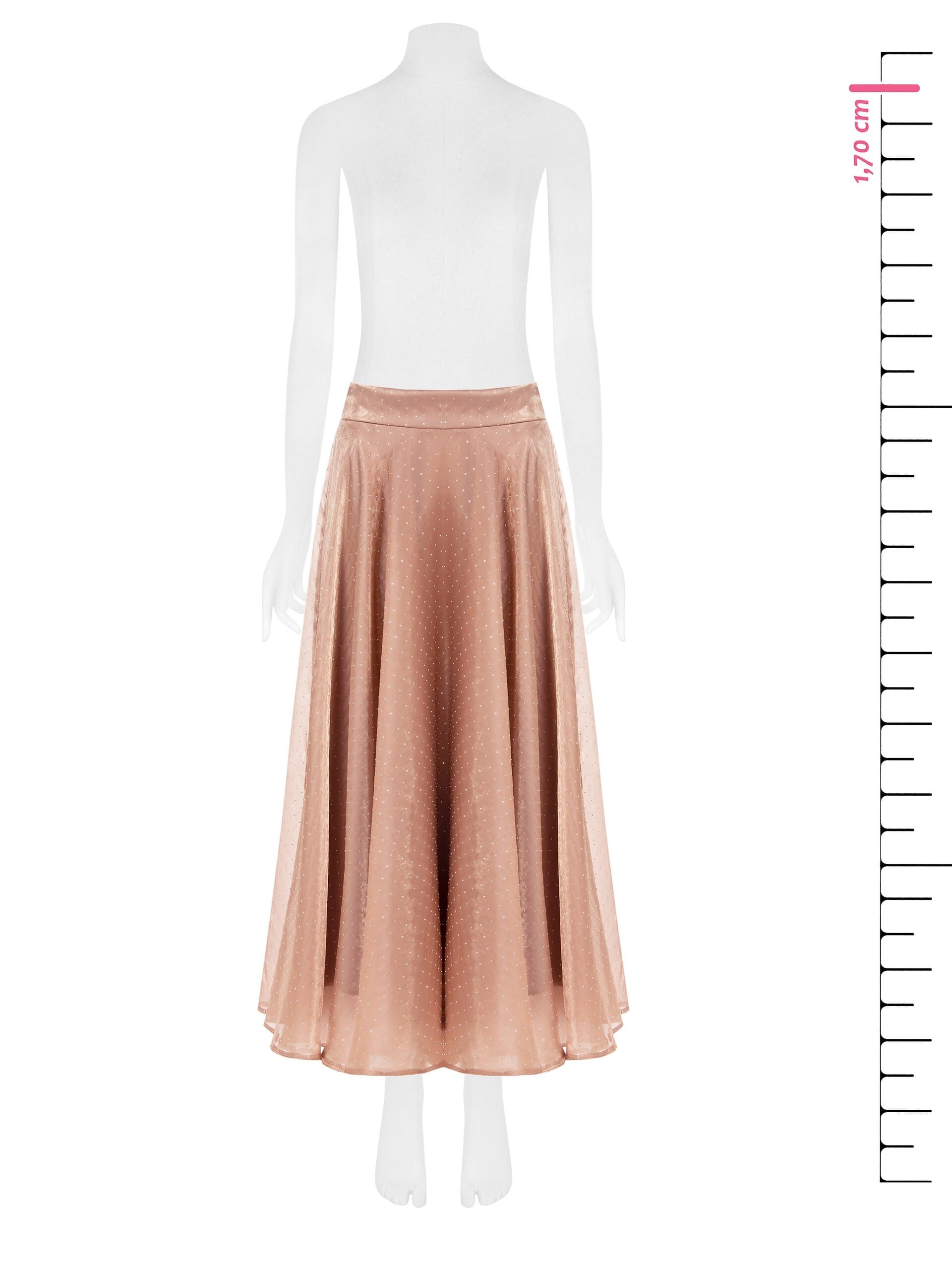 Gonna Lunga A Ruota In Raso Laminato Con Strass Rinascimento