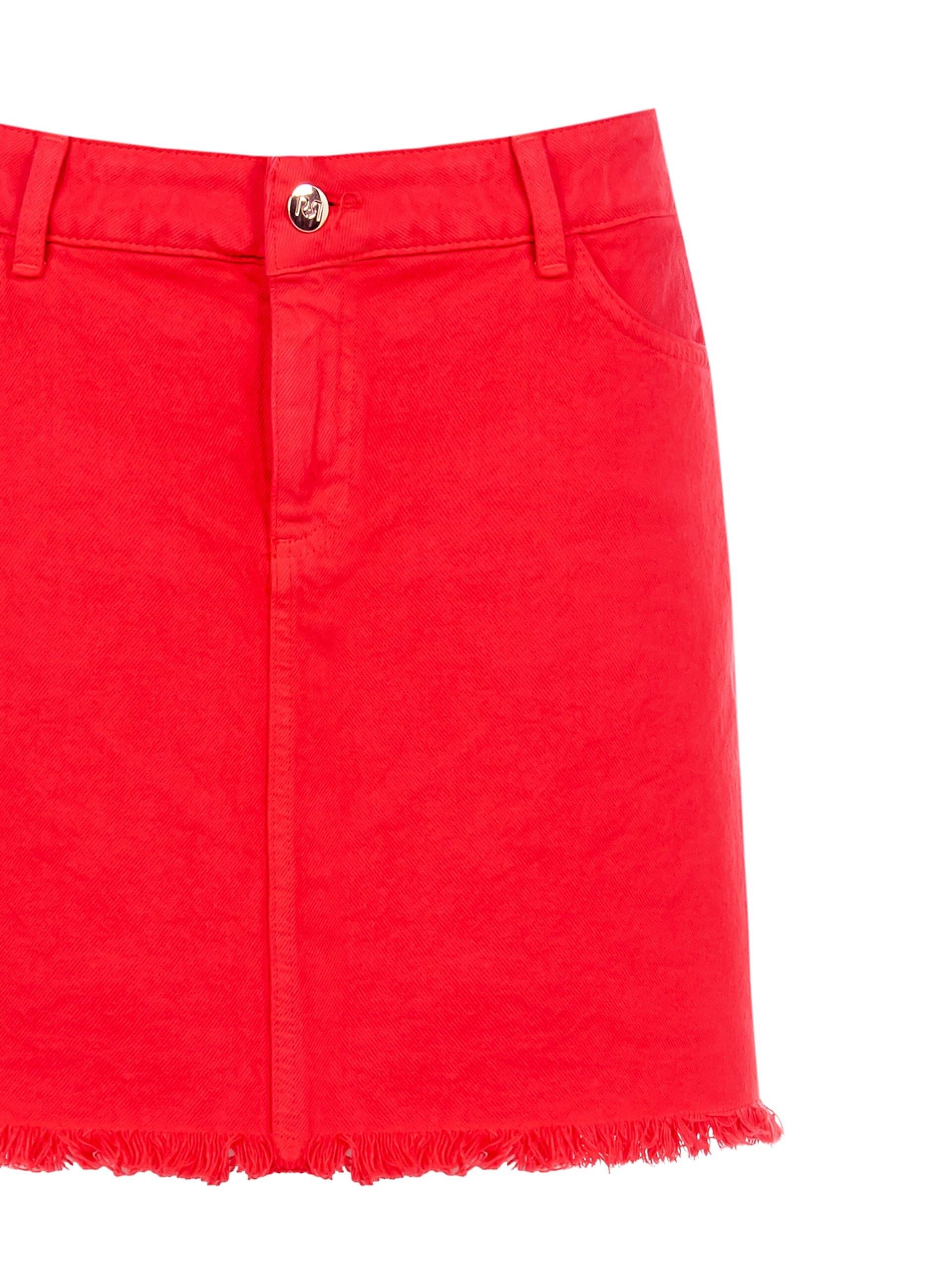 Minigonna In Denim Elasticizzato Con Fondo Sfrangiato Rinascimento