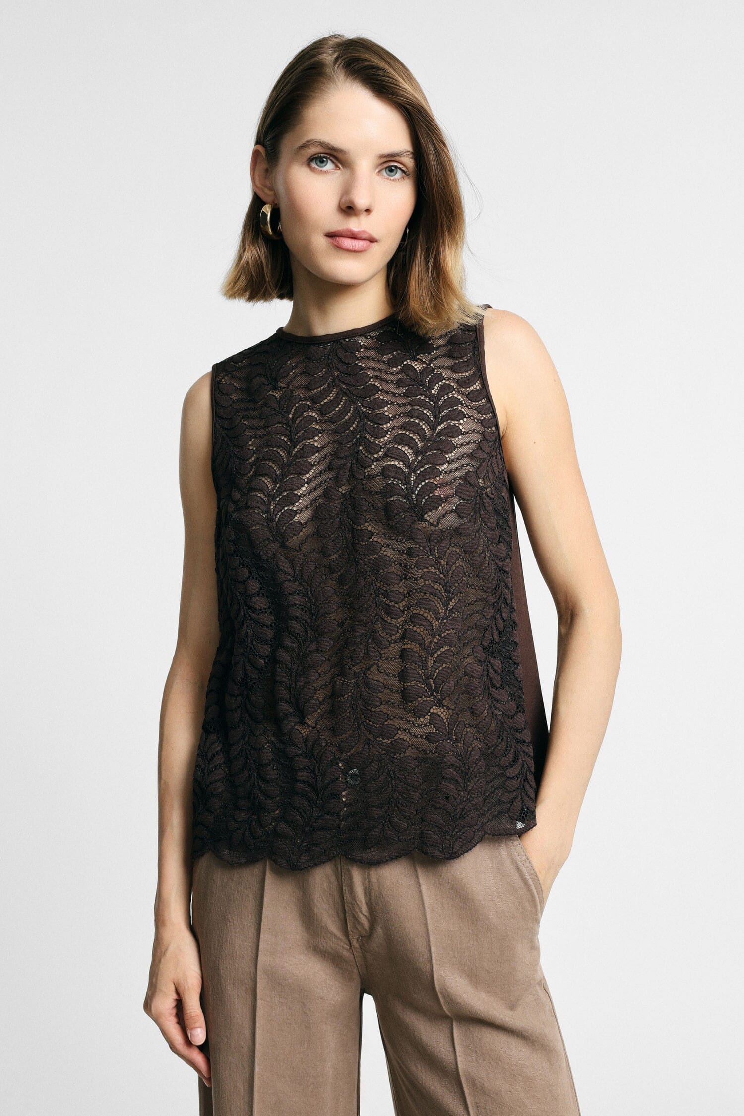 Top sans manches avec motif brodé Please