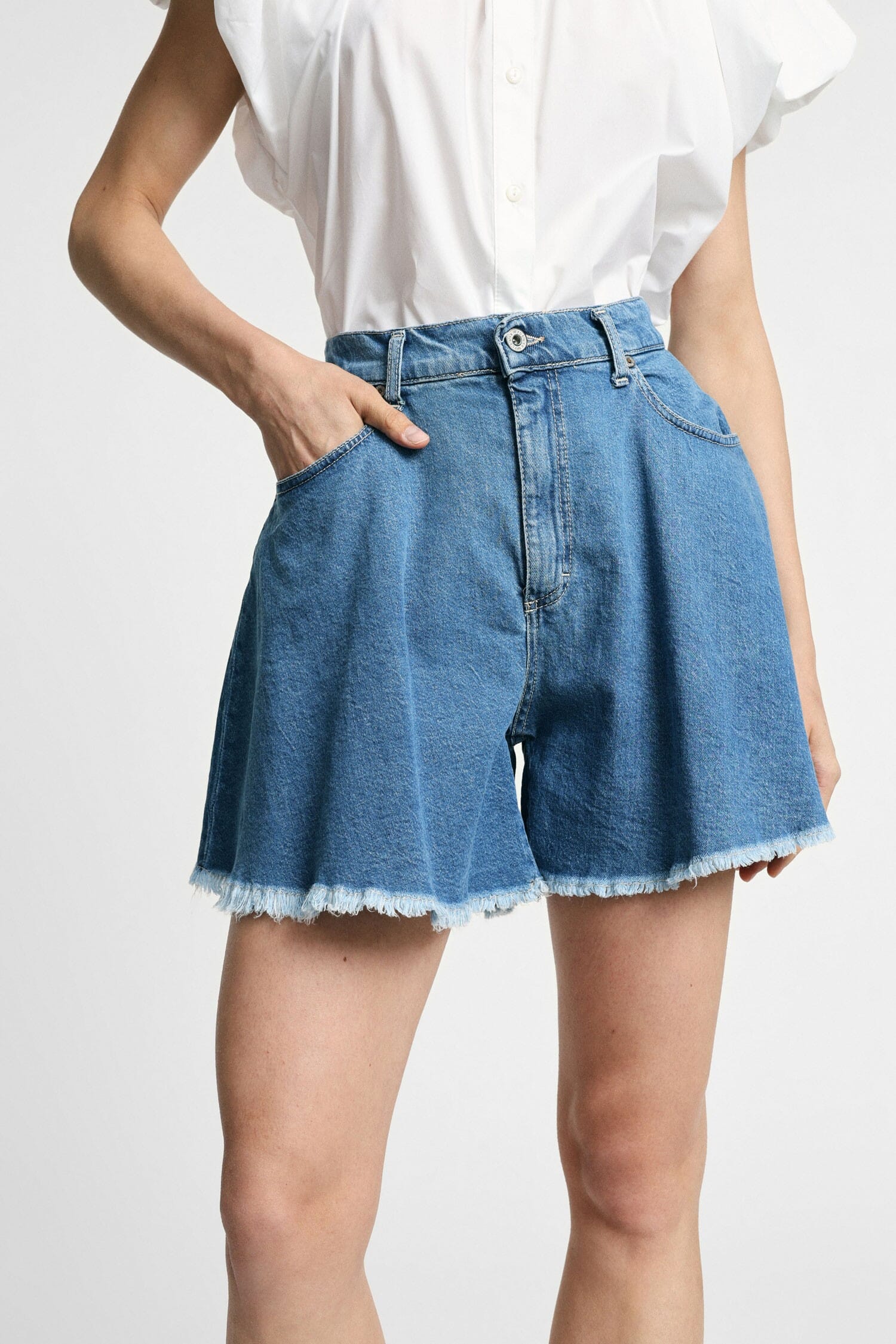 Jupe évasée Short à effet avec ourlet effiloché Please
