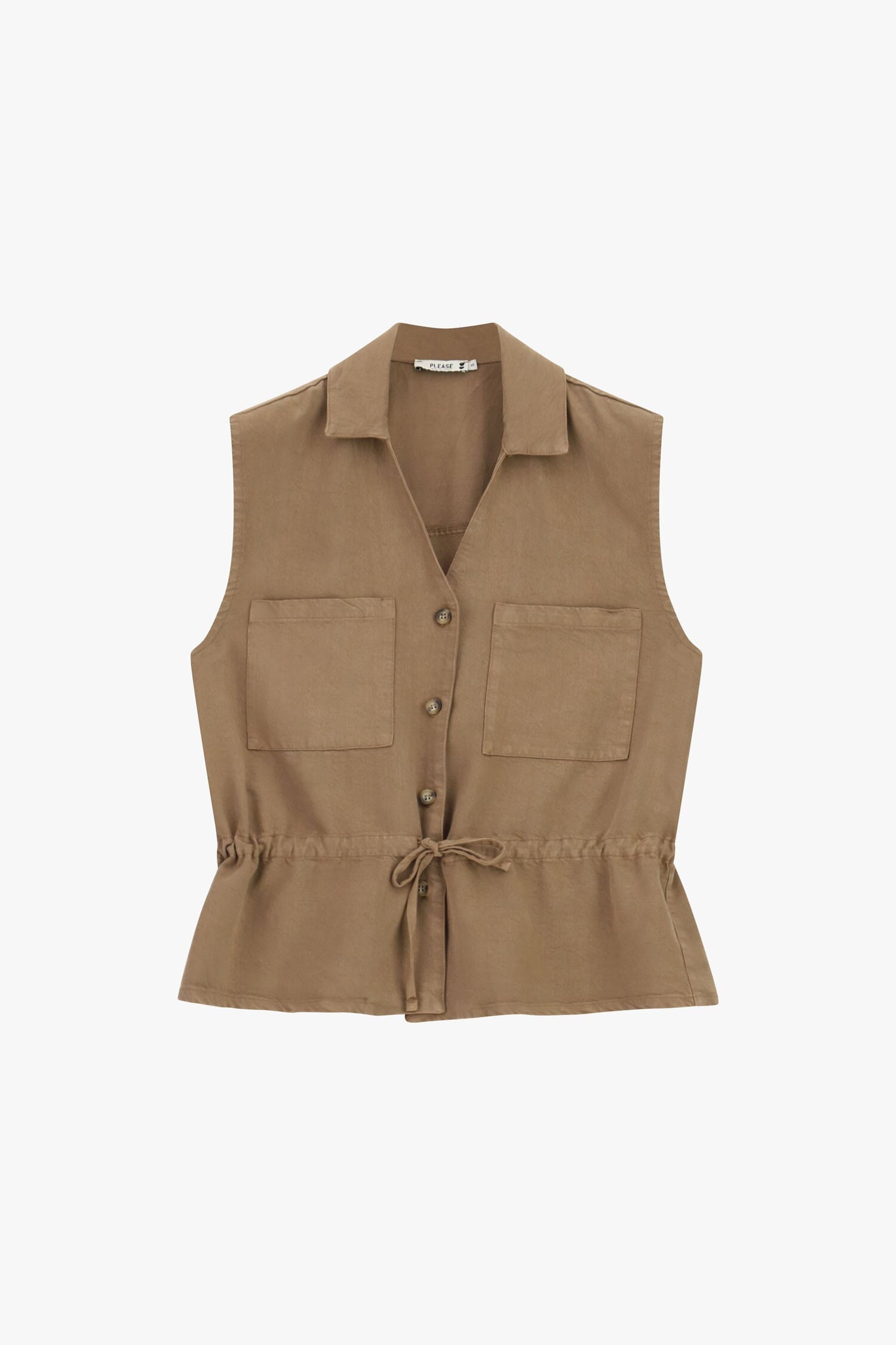 Waistcoat With Patch Pockets And Drawstring Waist Please