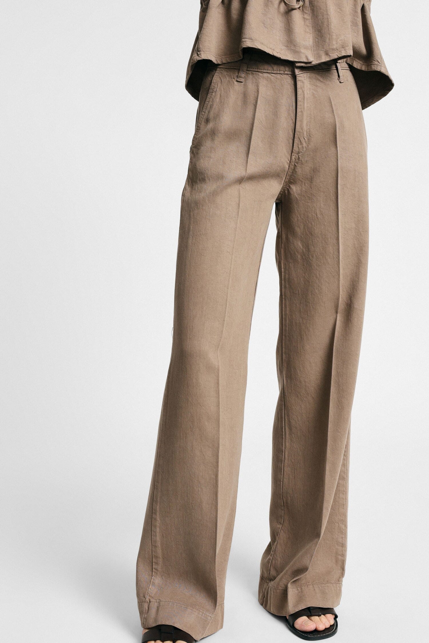 Pantaloni Palazzo Vita Alta Con Tasche Laterali Please