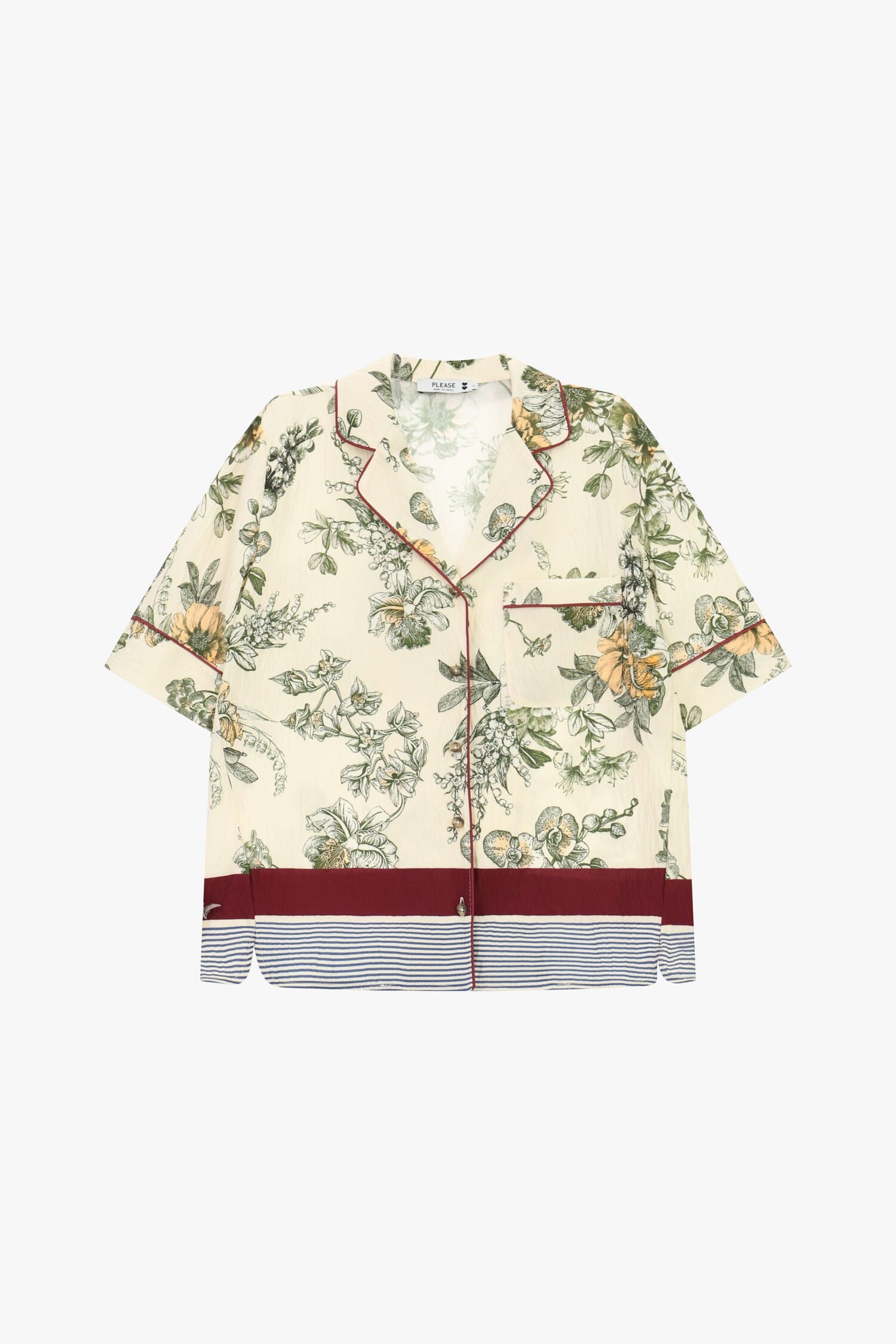 Camicia Boxy Fantasia Floreale E Righe Please