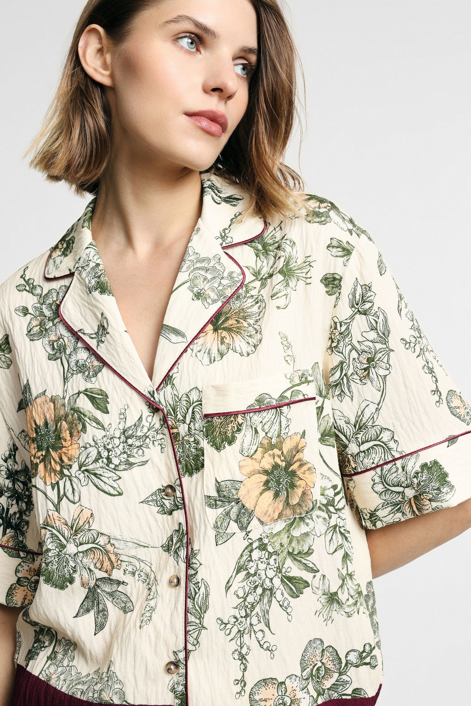 Camicia Boxy Fantasia Floreale E Righe Please