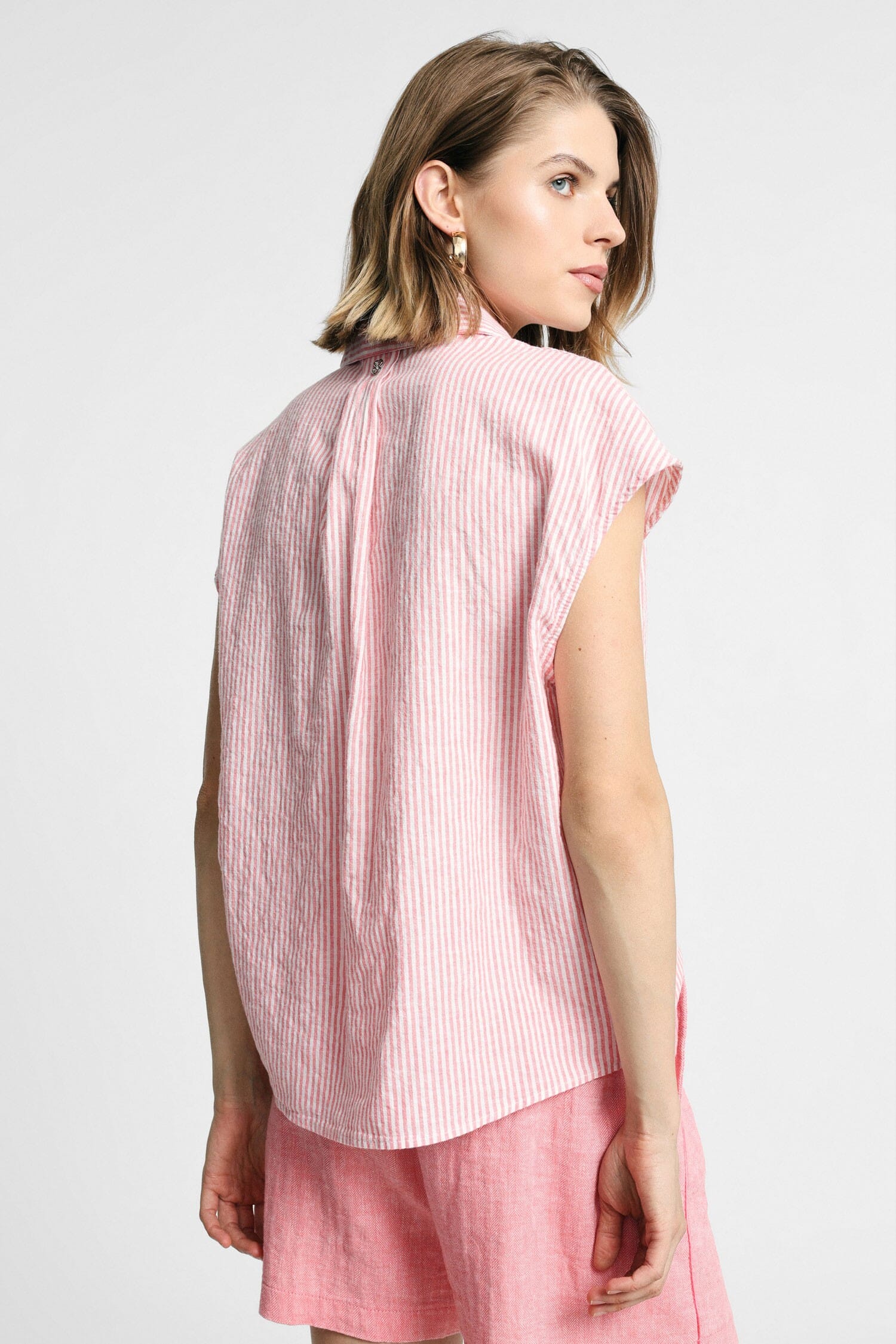Camicia Senza Maniche A Righe Con Colletto Classico Please