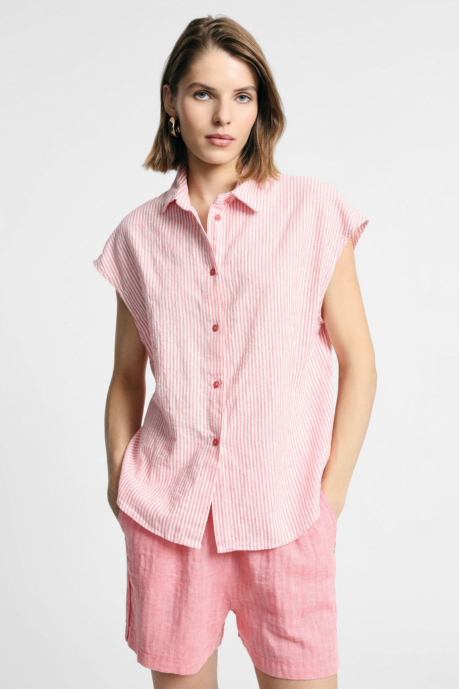 Camicia Senza Maniche A Righe Con Colletto Classico Please